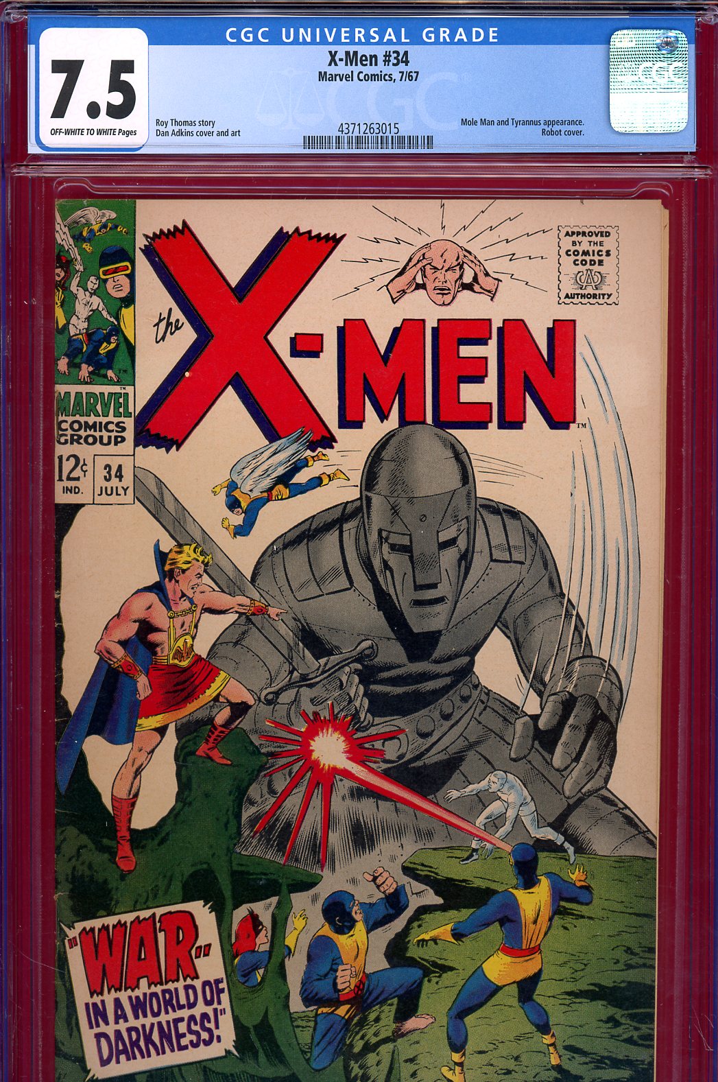 X-Men #34 CGC 7.5 ow/w