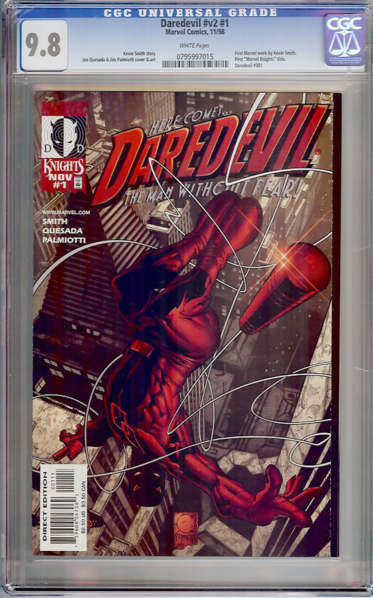 Daredevil Vol 2 #1 CGC 9.8 w
