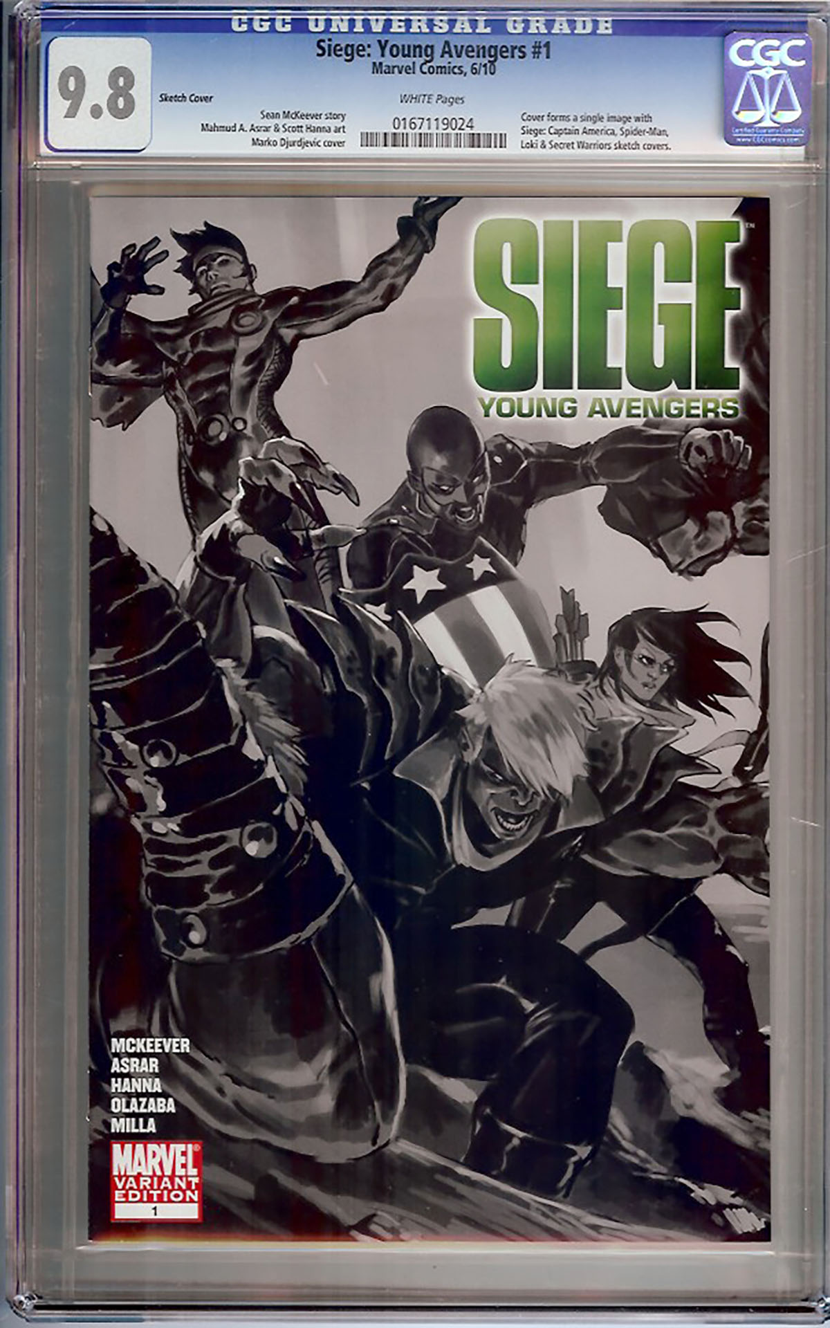 Siege: Young Avengers #1 CGC 9.8 w Sketch Cover