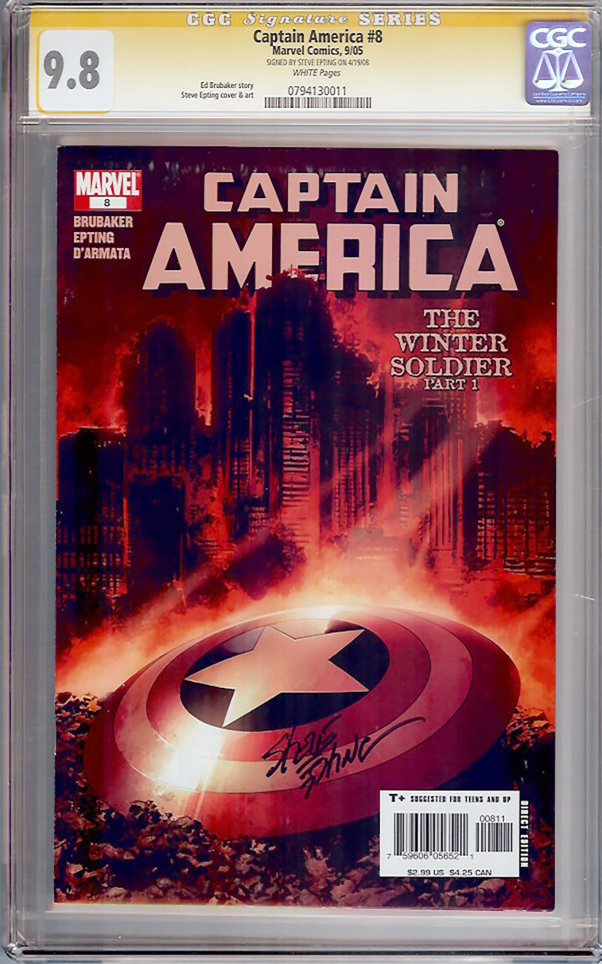 Captain America #8 CGC 9.8 w CGC Signature SERIES