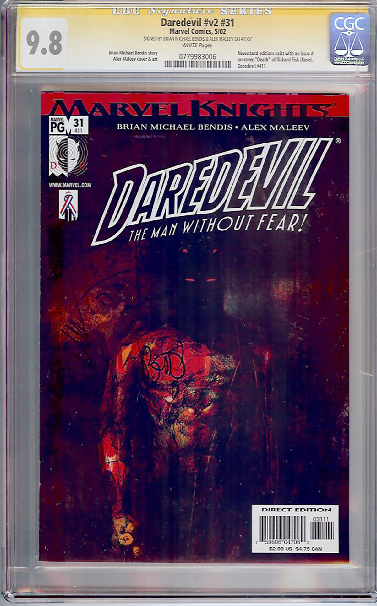 Daredevil Vol 2 #31 CGC 9.8 w CGC Signature SERIES