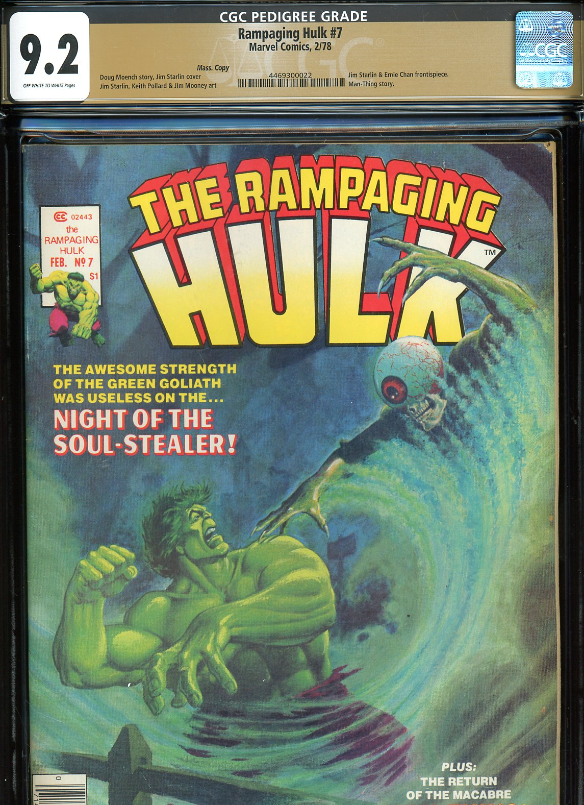 Rampaging Hulk #7 CGC 9.2 ow/w Mass. Copy