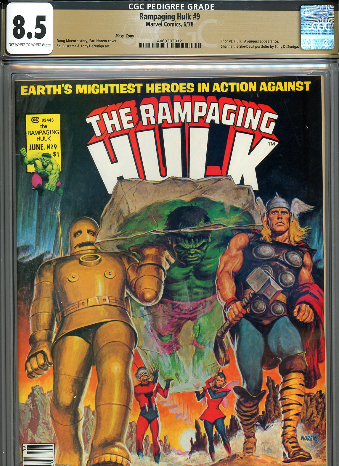 Rampaging Hulk #9 CGC 8.5 ow/w Mass. Copy