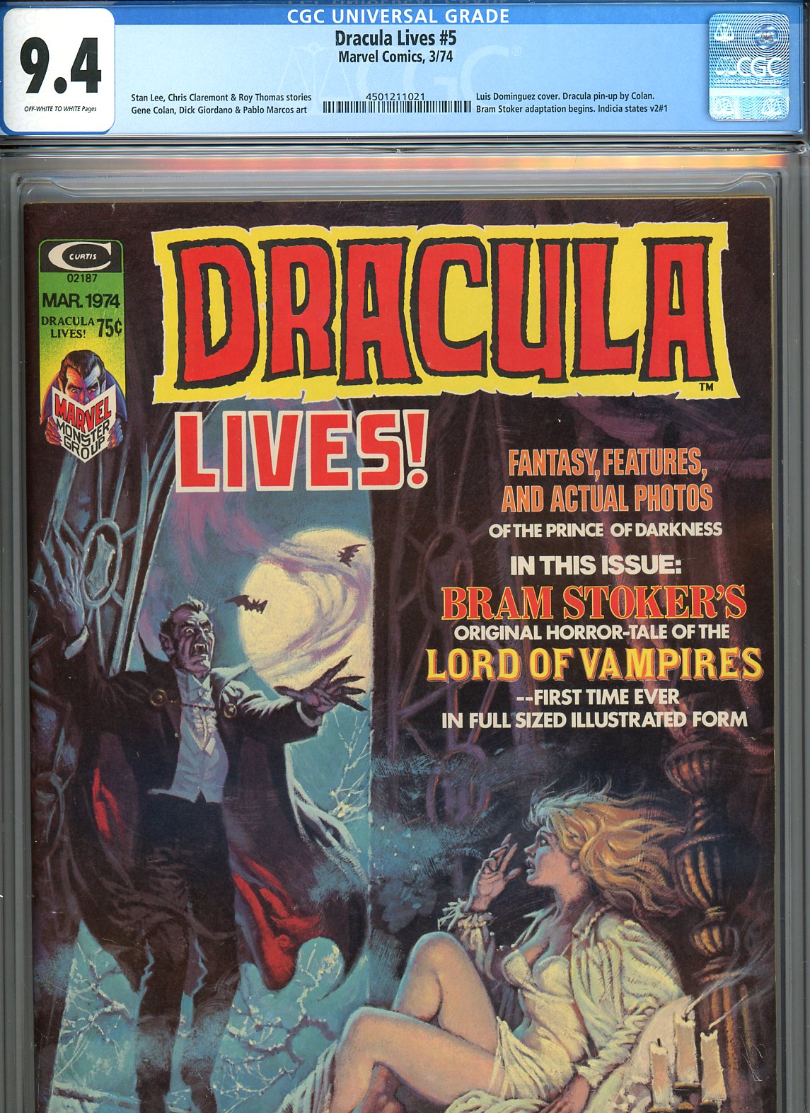 Dracula Lives #5 CGC 9.4 ow/w