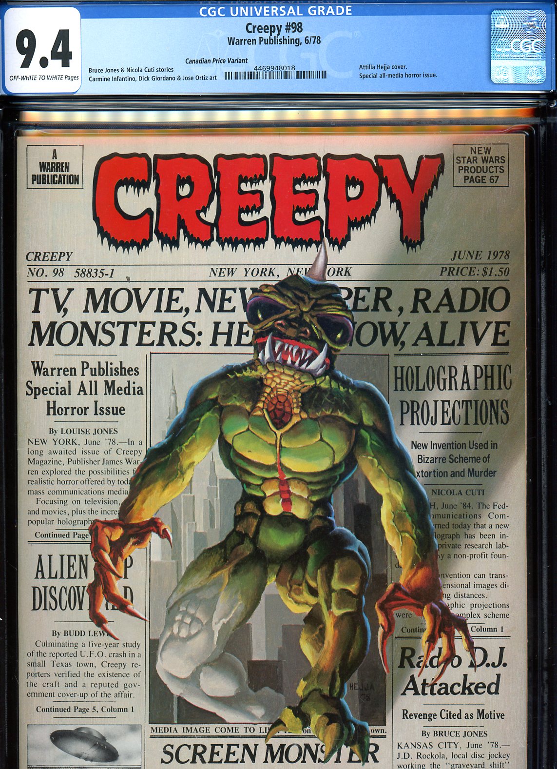 Creepy #98 CGC 9.4 ow/w Canadian Price Variant