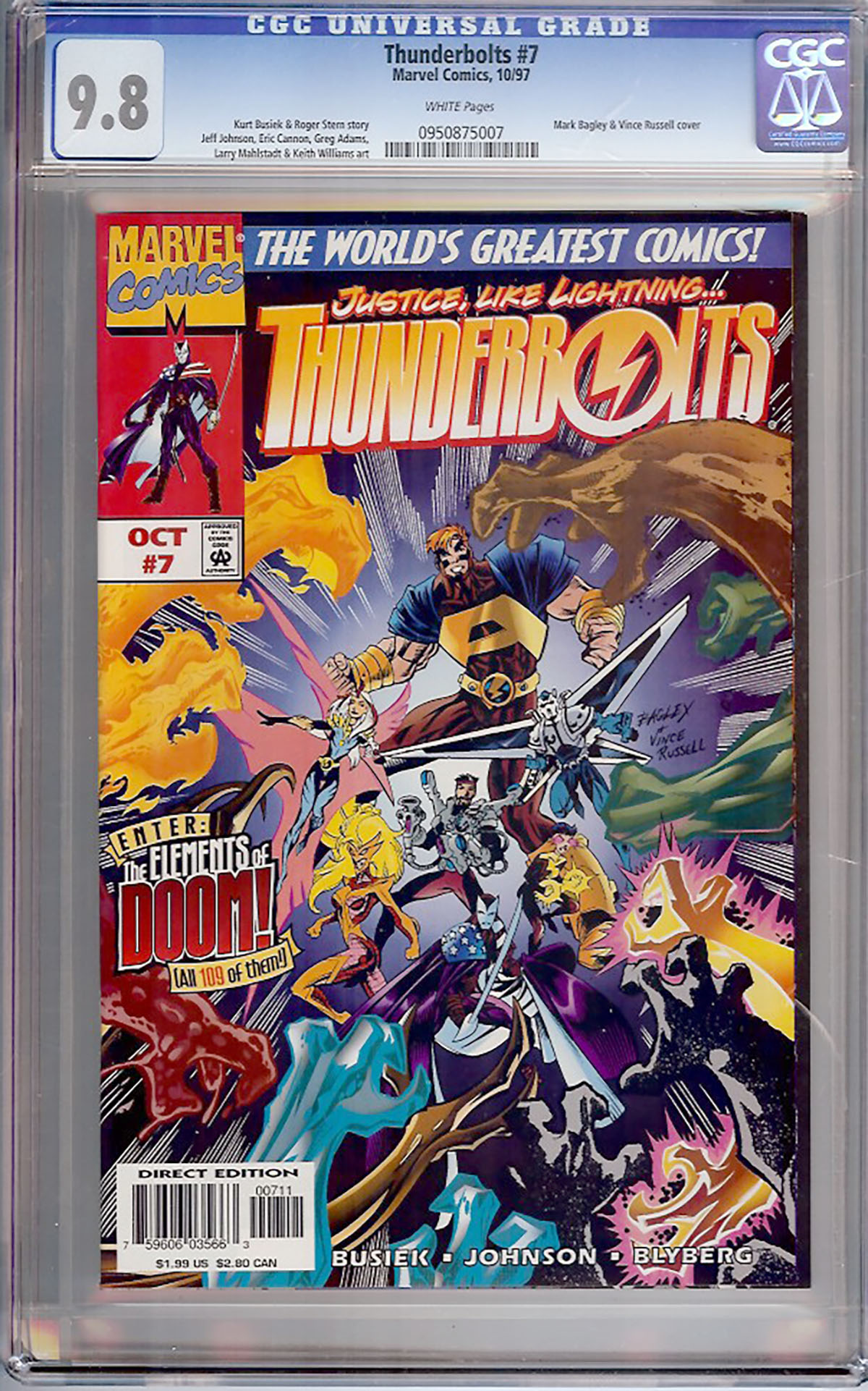 Thunderbolts #7 CGC 9.8 w