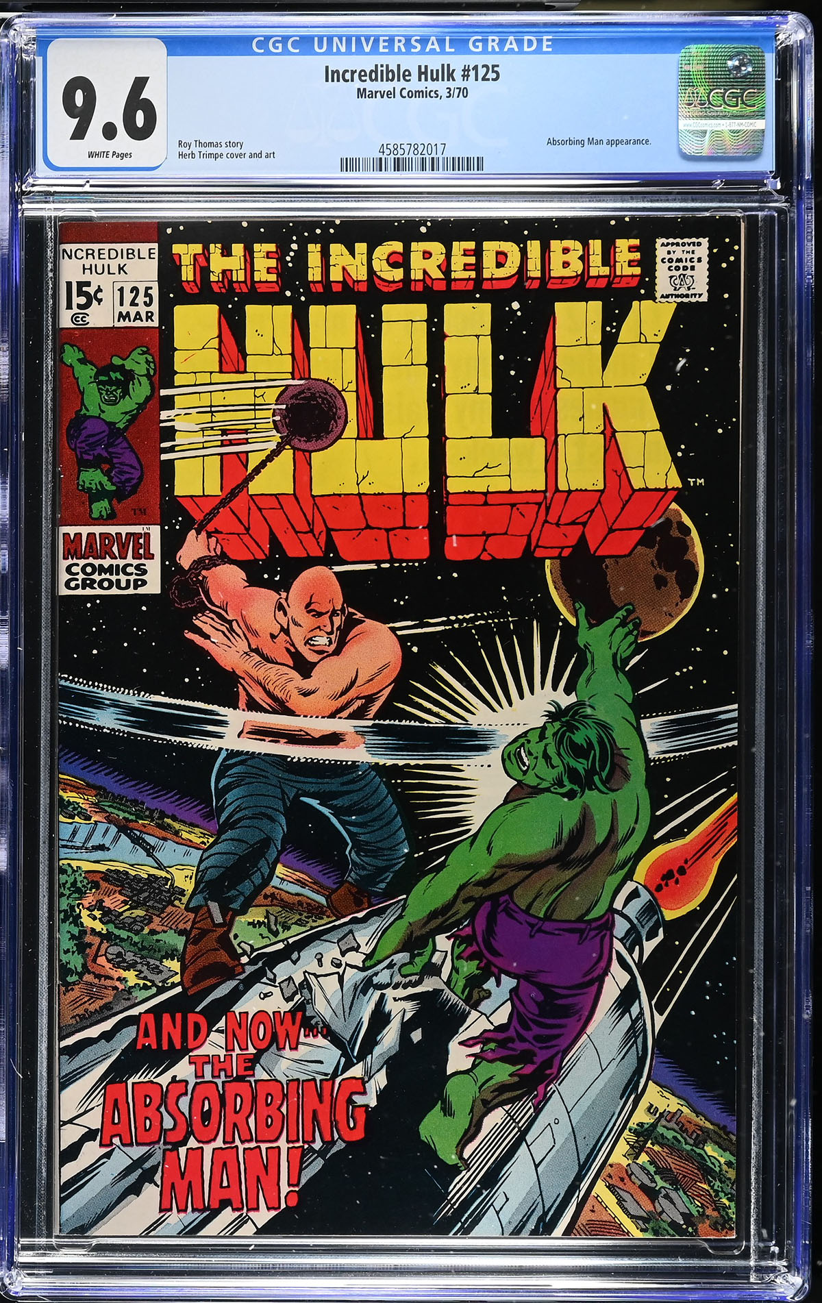 Incredible Hulk #125 CGC 9.6 w