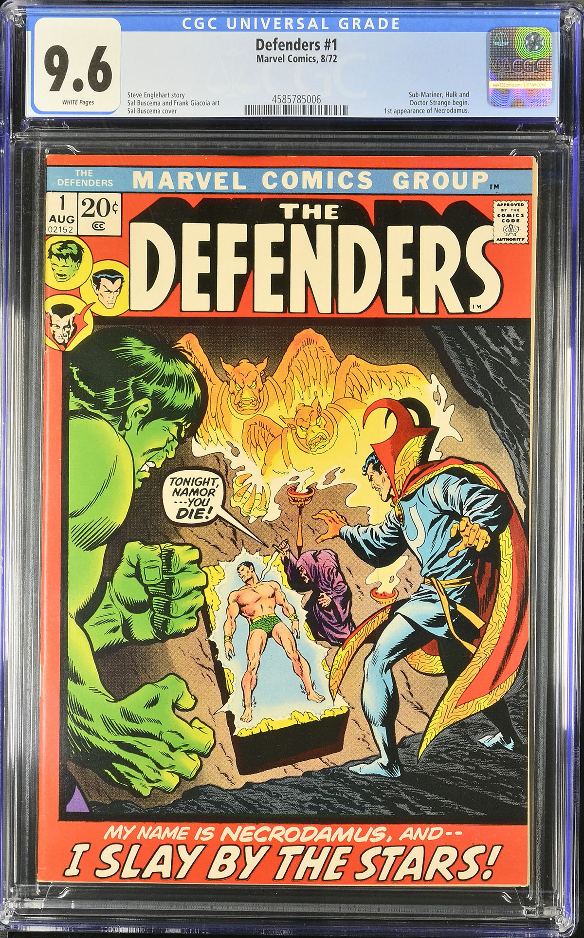 Defenders #1 CGC 9.6 w