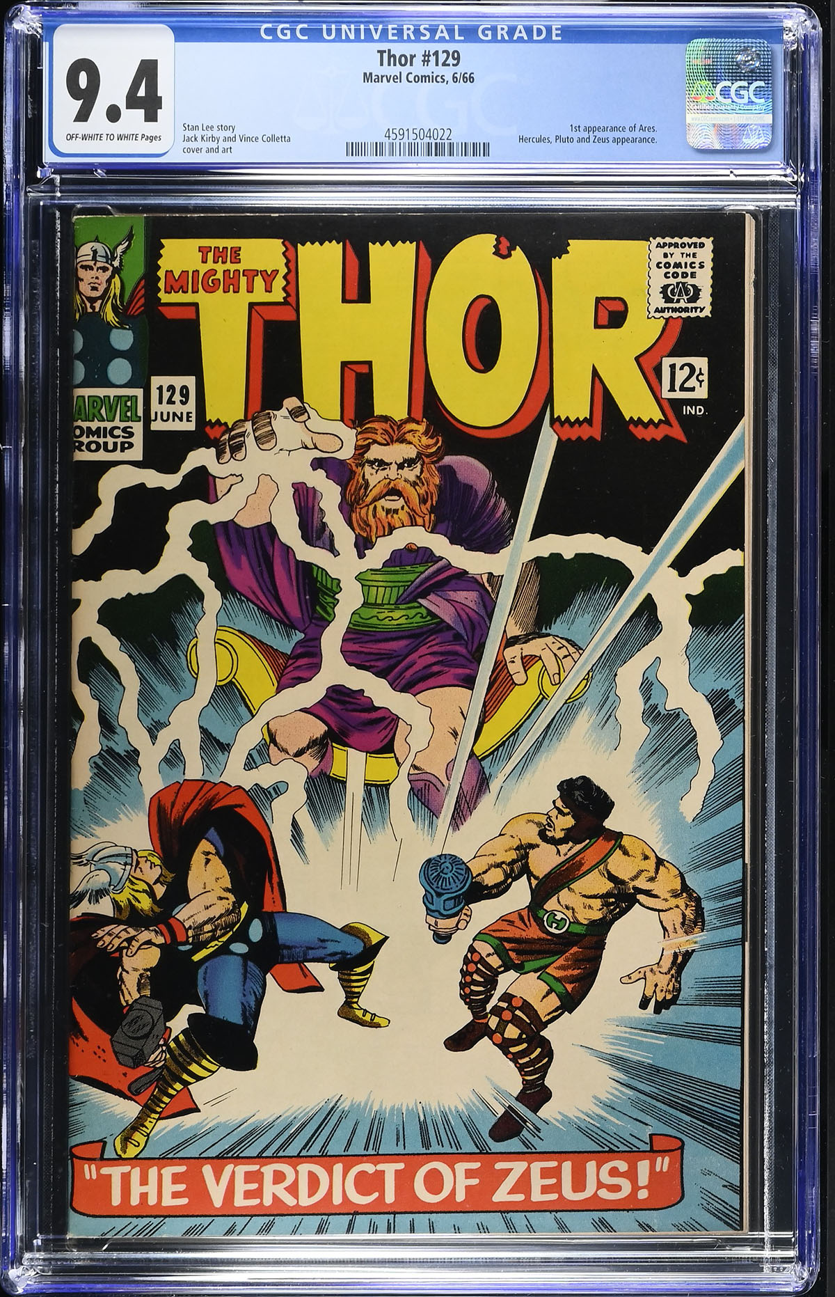 Thor #129 CGC 9.4 ow/w