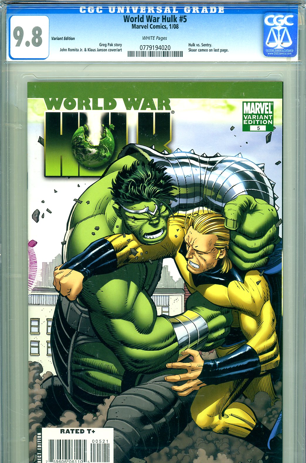 World War Hulk #5 CGC 9.8 w Variant Edition
