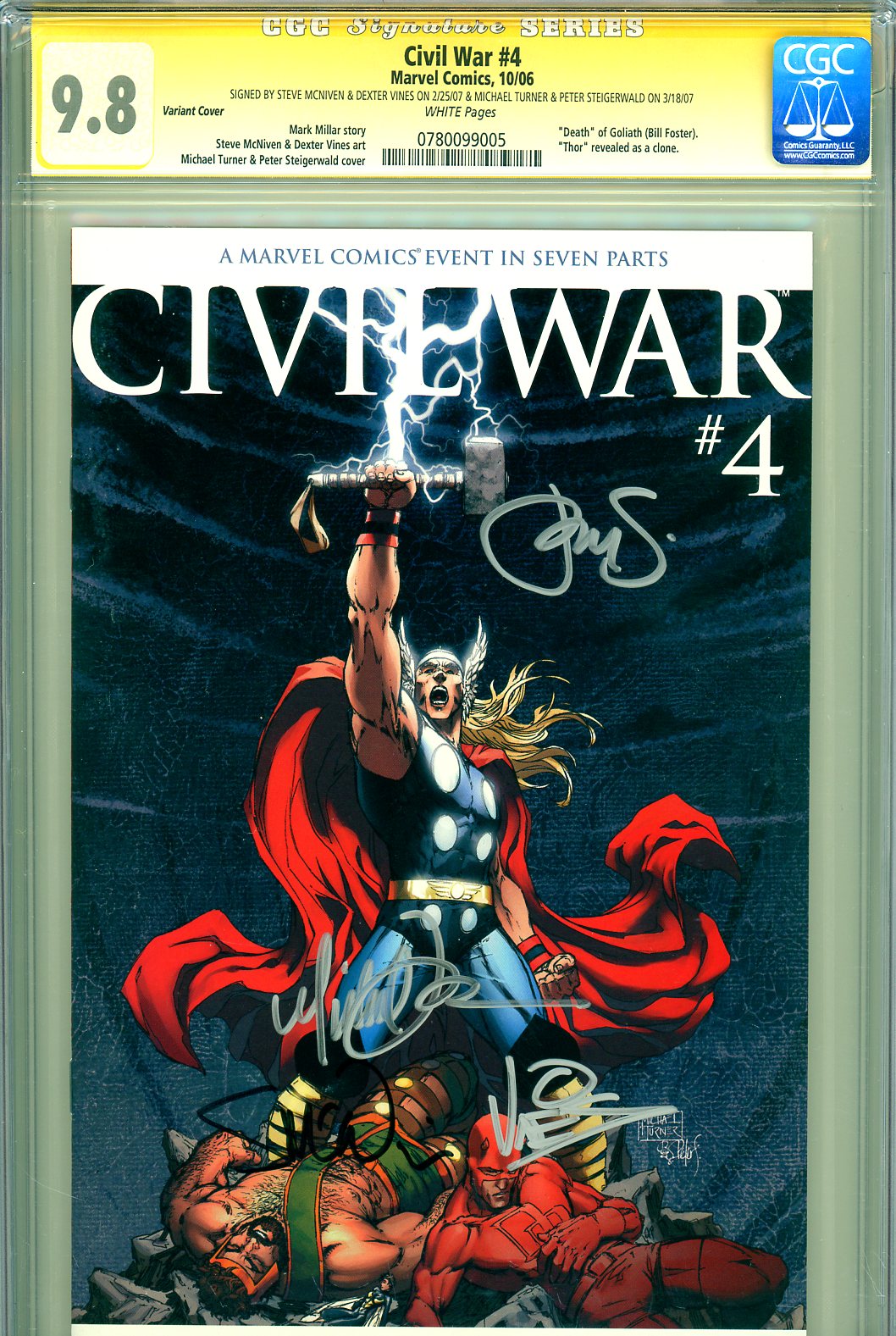 Civil War #4 CGC 9.8 w Variant Cover
