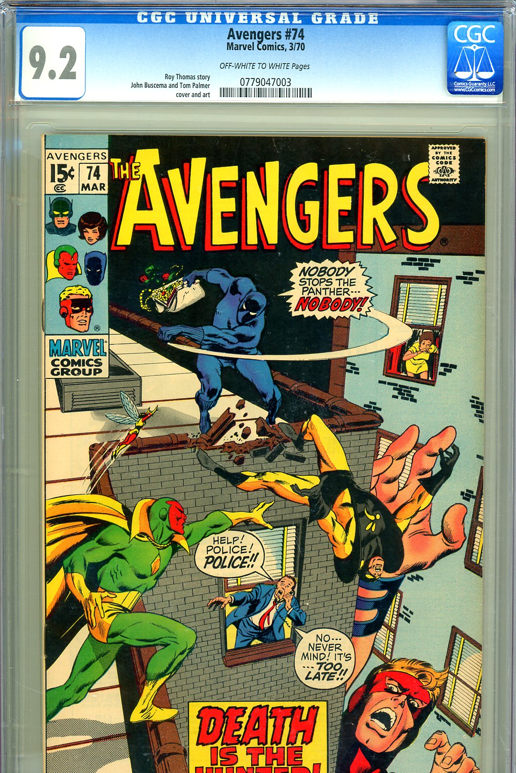 Avengers #74 CGC 9.2 ow/w