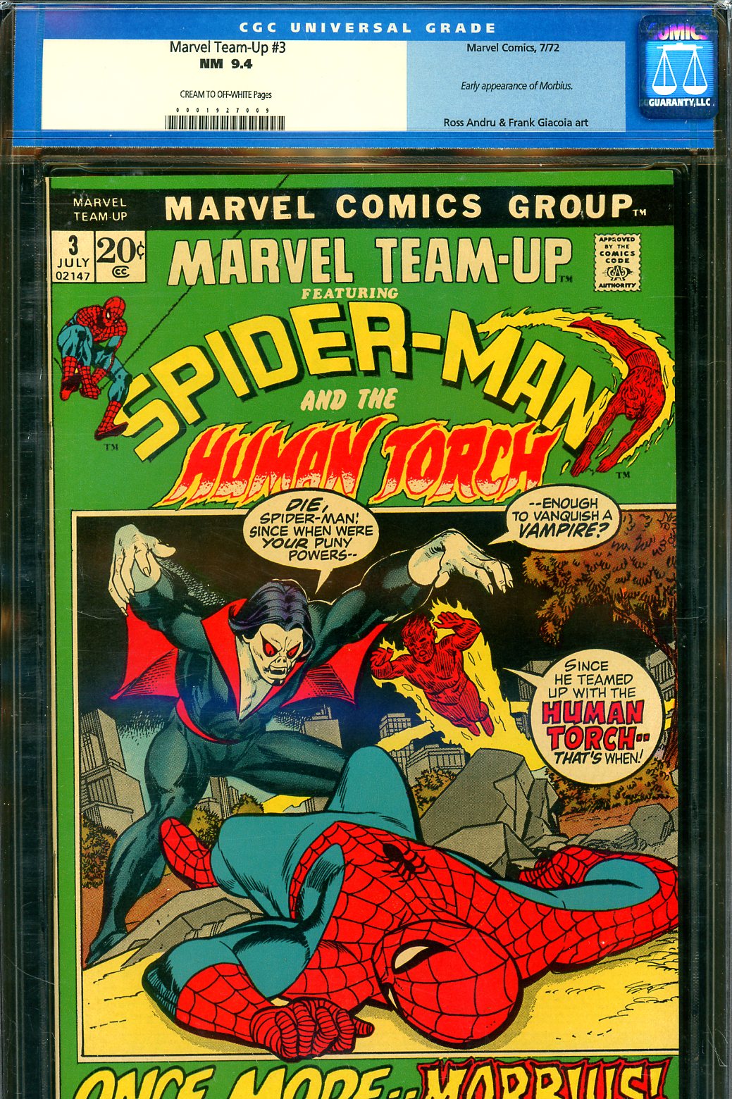 Marvel Team-Up #3 CGC 9.4 cr/ow