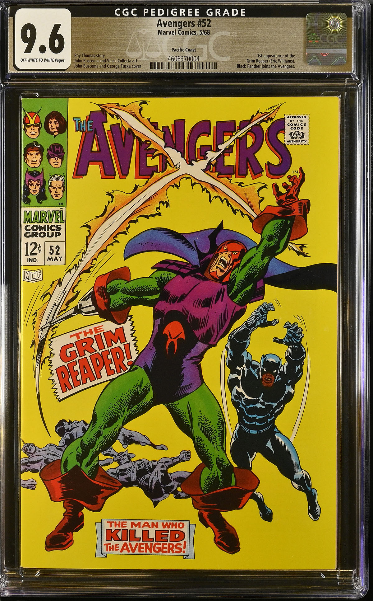 Avengers #52 CGC 9.6 ow/w Pacific Coast