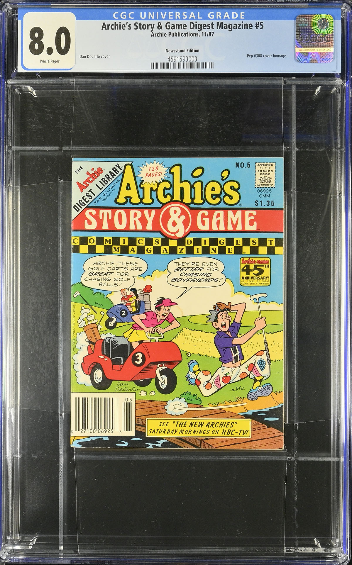 Archie's Story & Game Digest Magazine #5 CGC 8.0 w Newsstand Edition