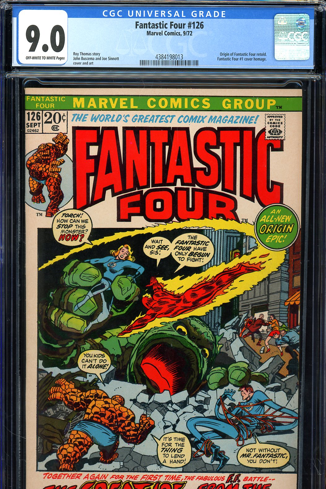Fantastic Four #126 CGC 9.0 ow/w