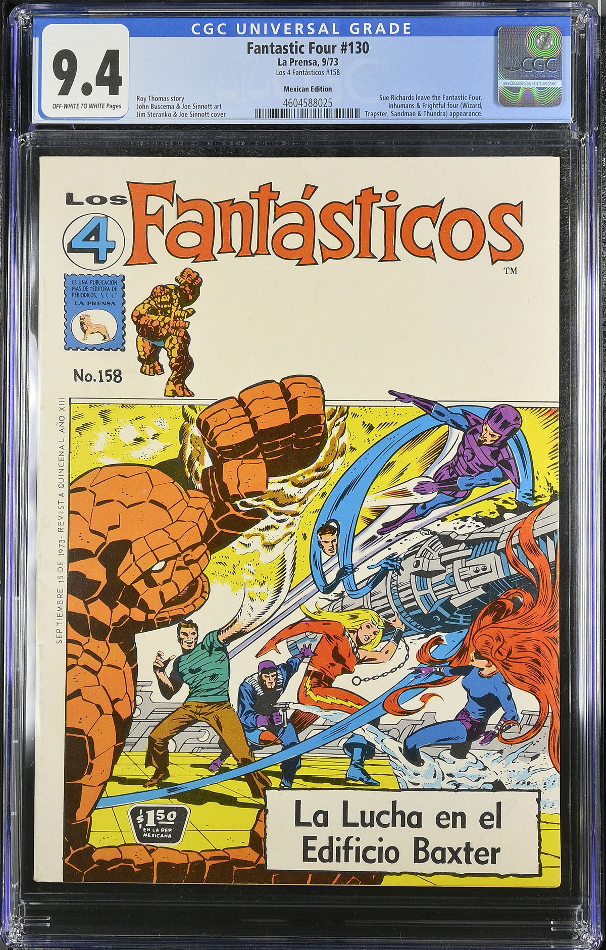 Fantastic Four #130 CGC 9.4 ow/w Mexican Edition