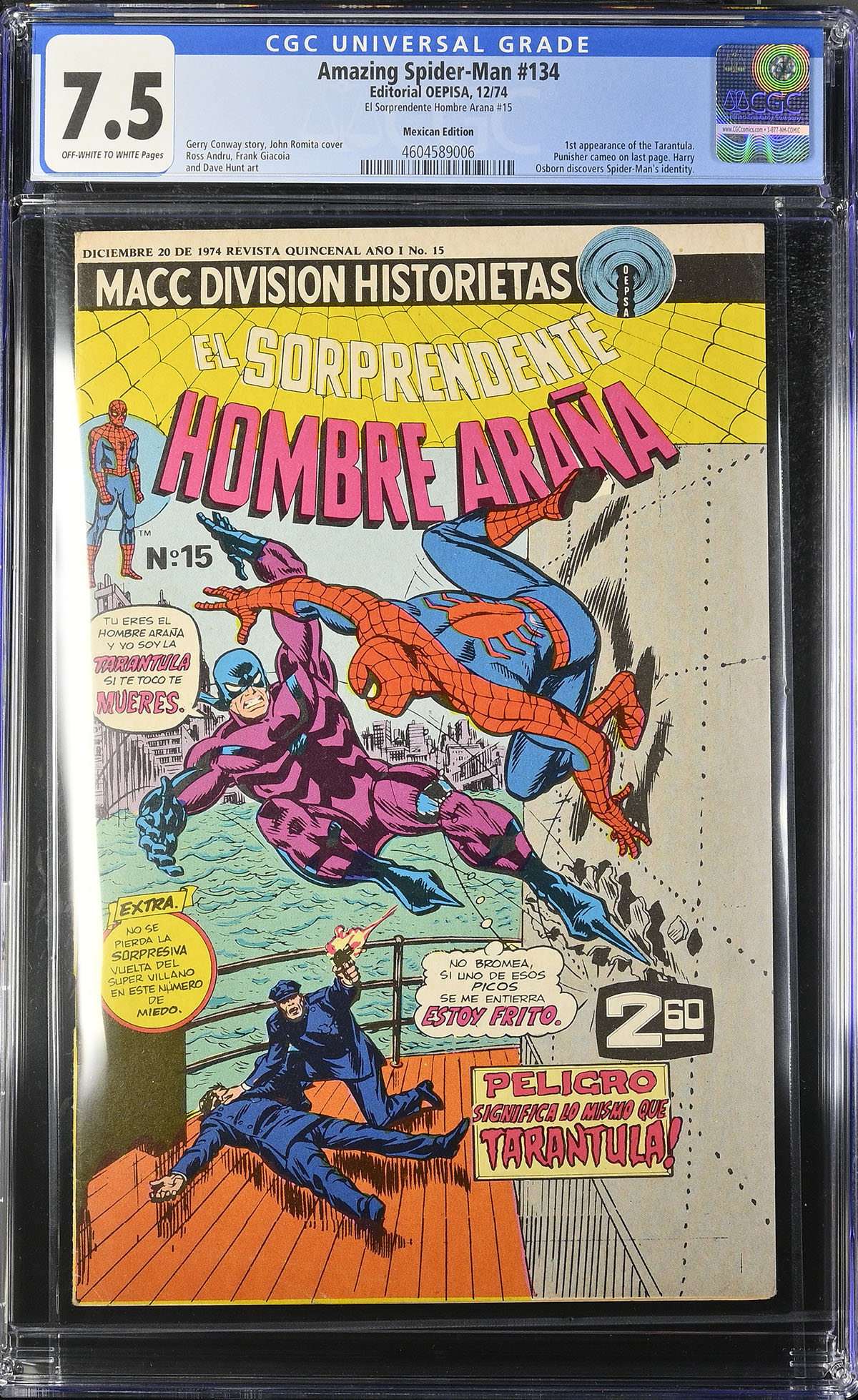 Amazing Spider-Man #134 CGC 7.5 ow/w Mexican Edition