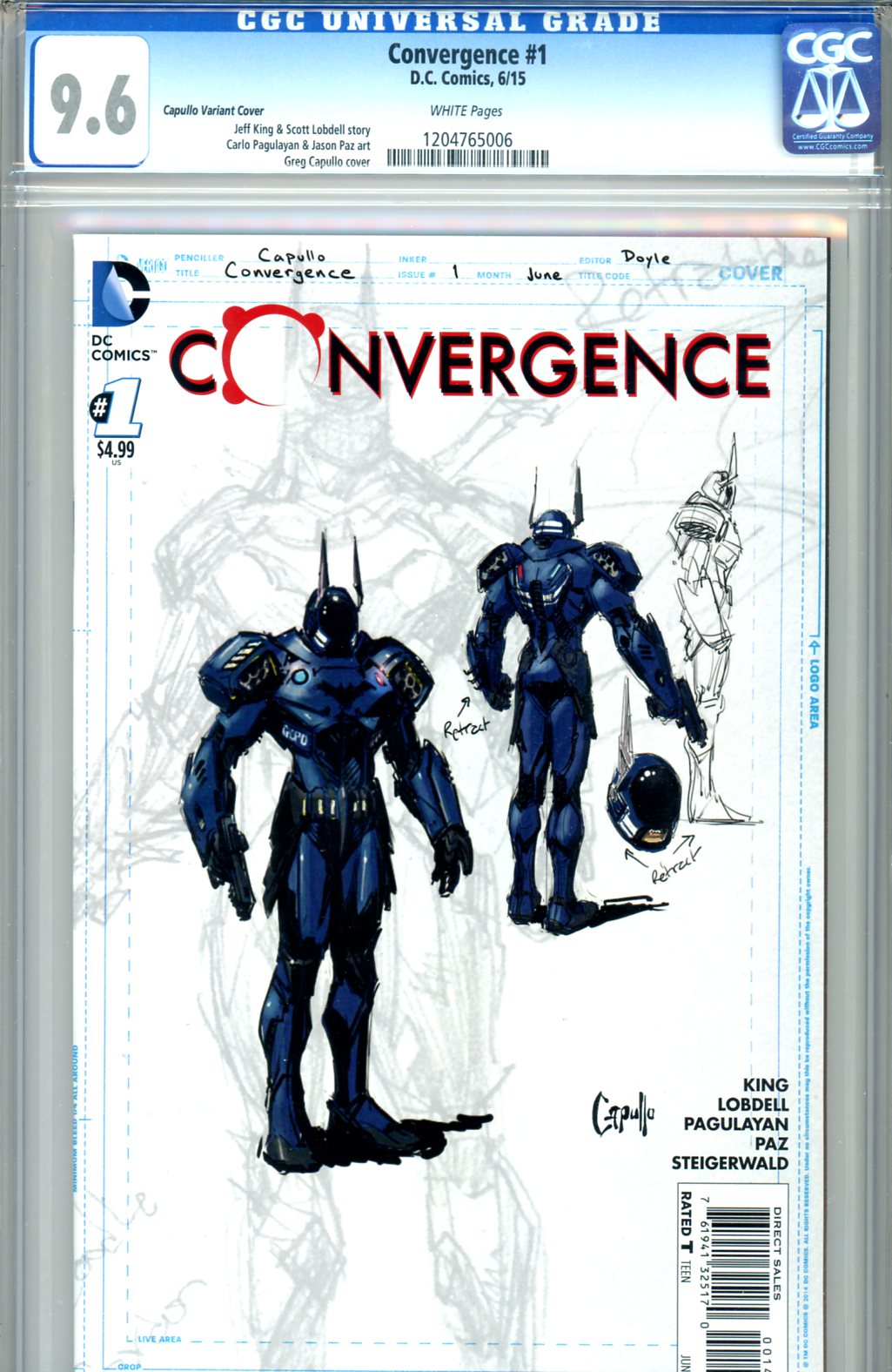 Convergence #1 CGC 9.6 w Capullo Variant Cover
