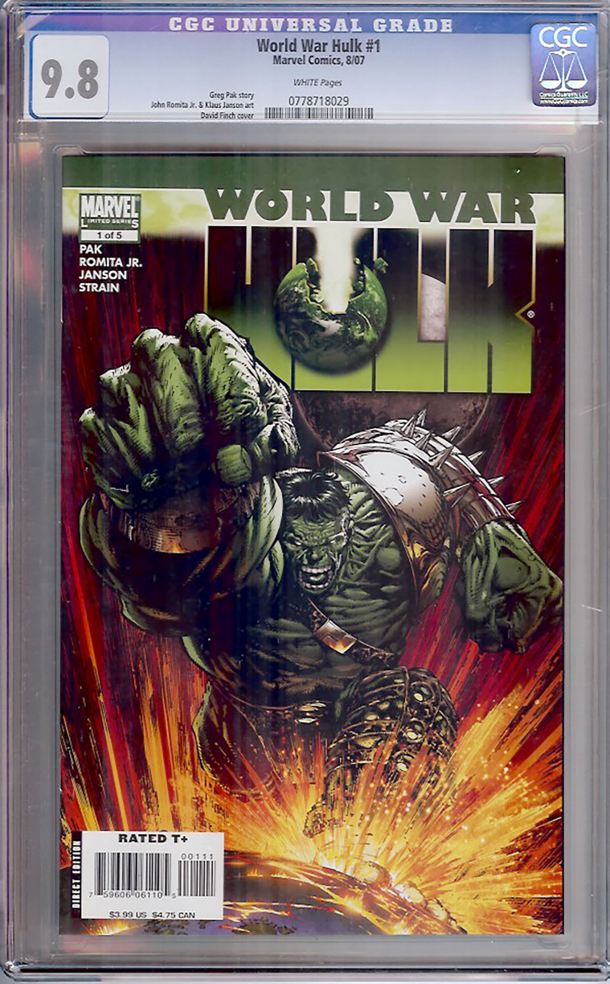World War Hulk #1 CGC 9.8 w