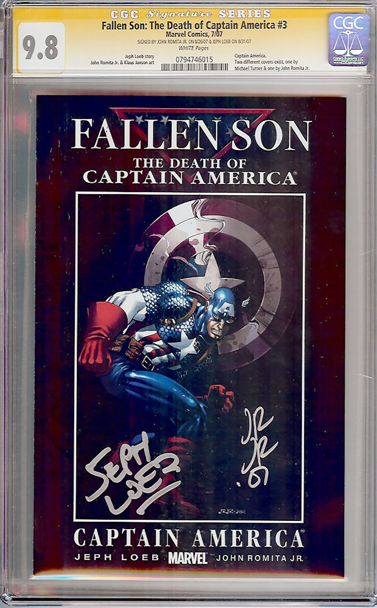 Fallen Son: The Death of Captain America #3 CGC 9.8 w CGC Signature SERIES