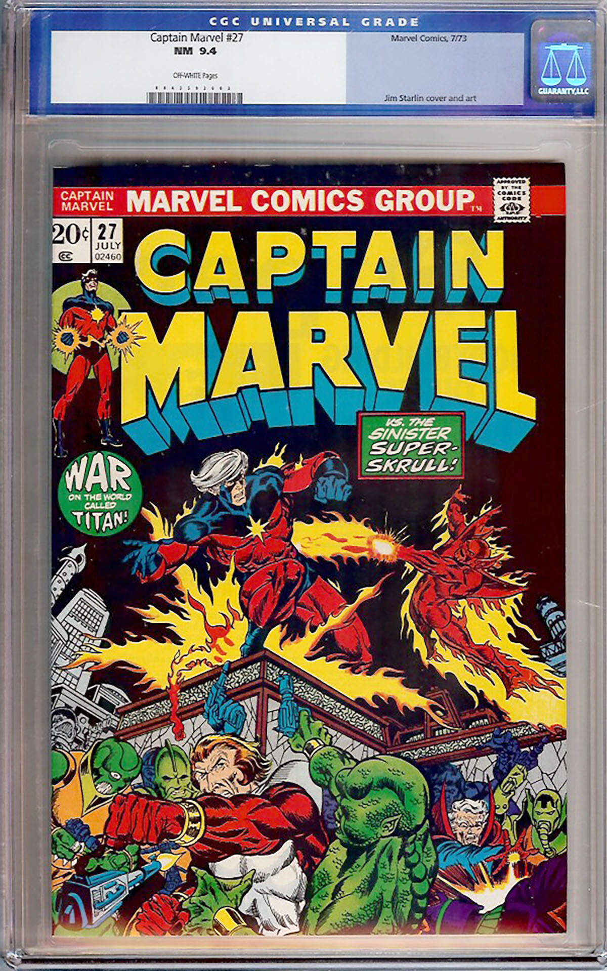 Captain Marvel #27 CGC 9.4 cr/ow