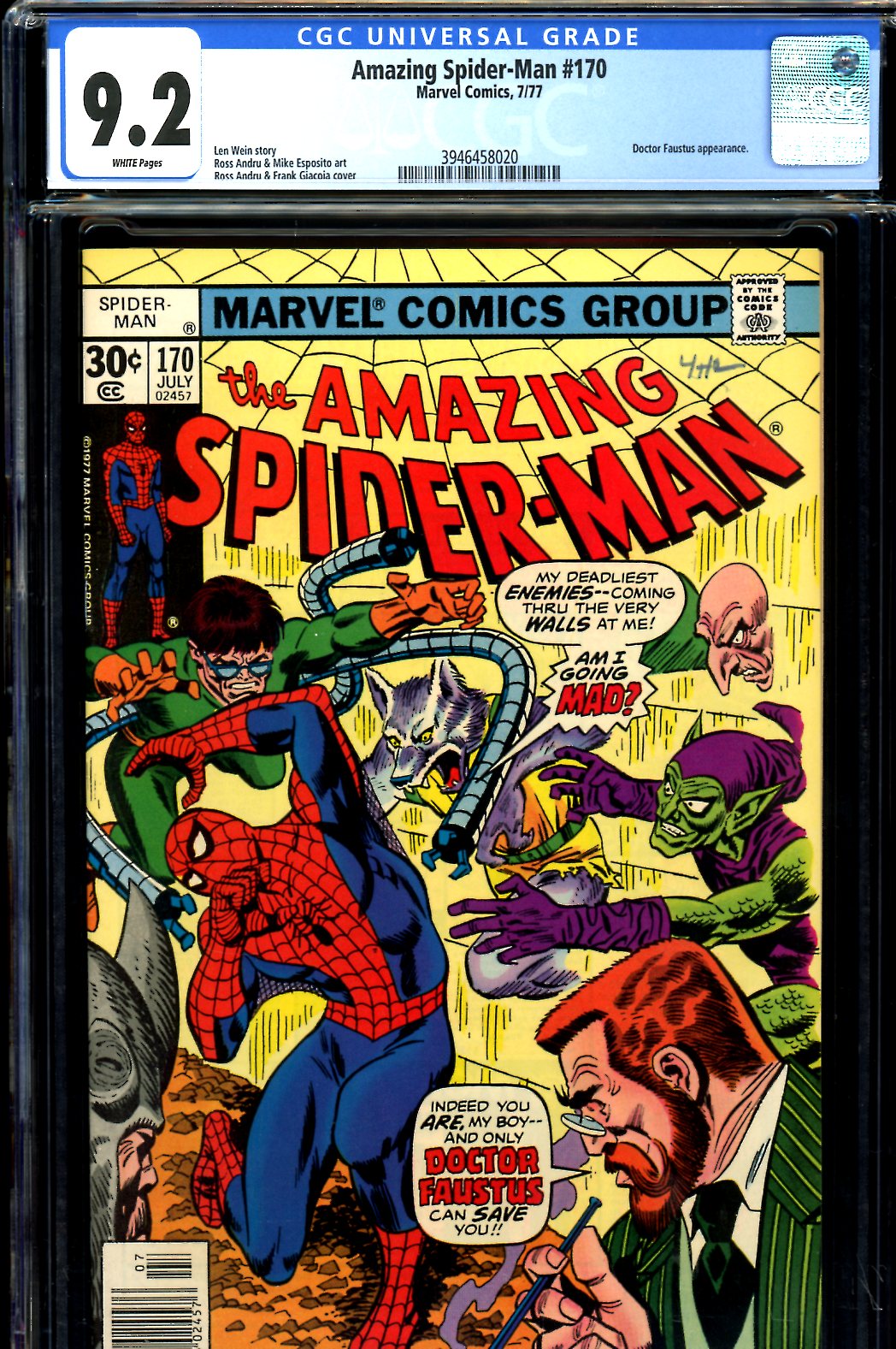 Amazing Spider-Man #170 CGC 9.2 w