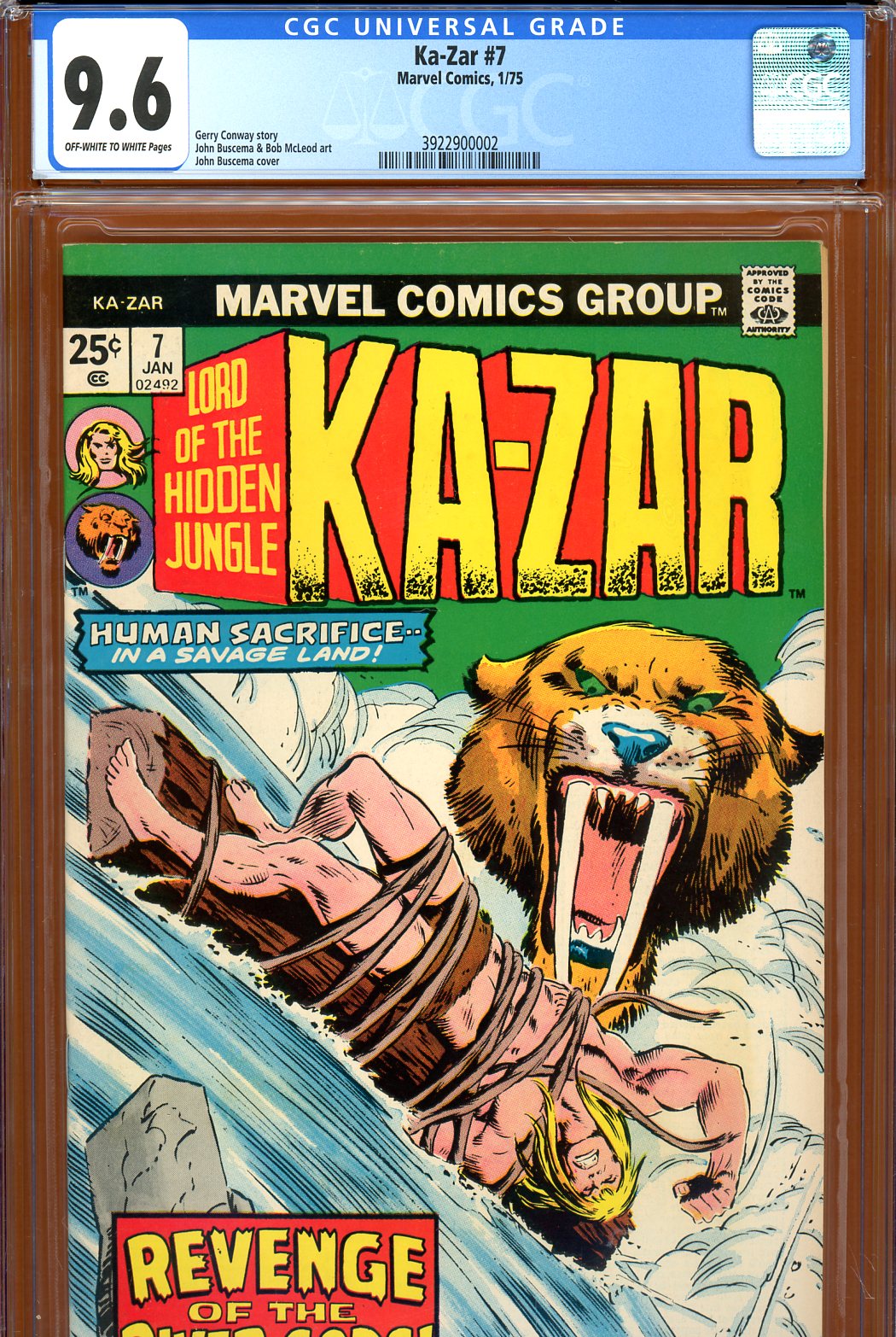 Ka-Zar #7 CGC 9.6 ow/w