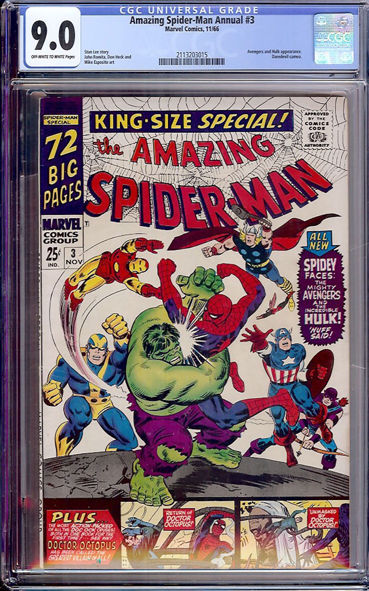 Amazing Spider-Man Annual #3 CGC 9.0 ow/w