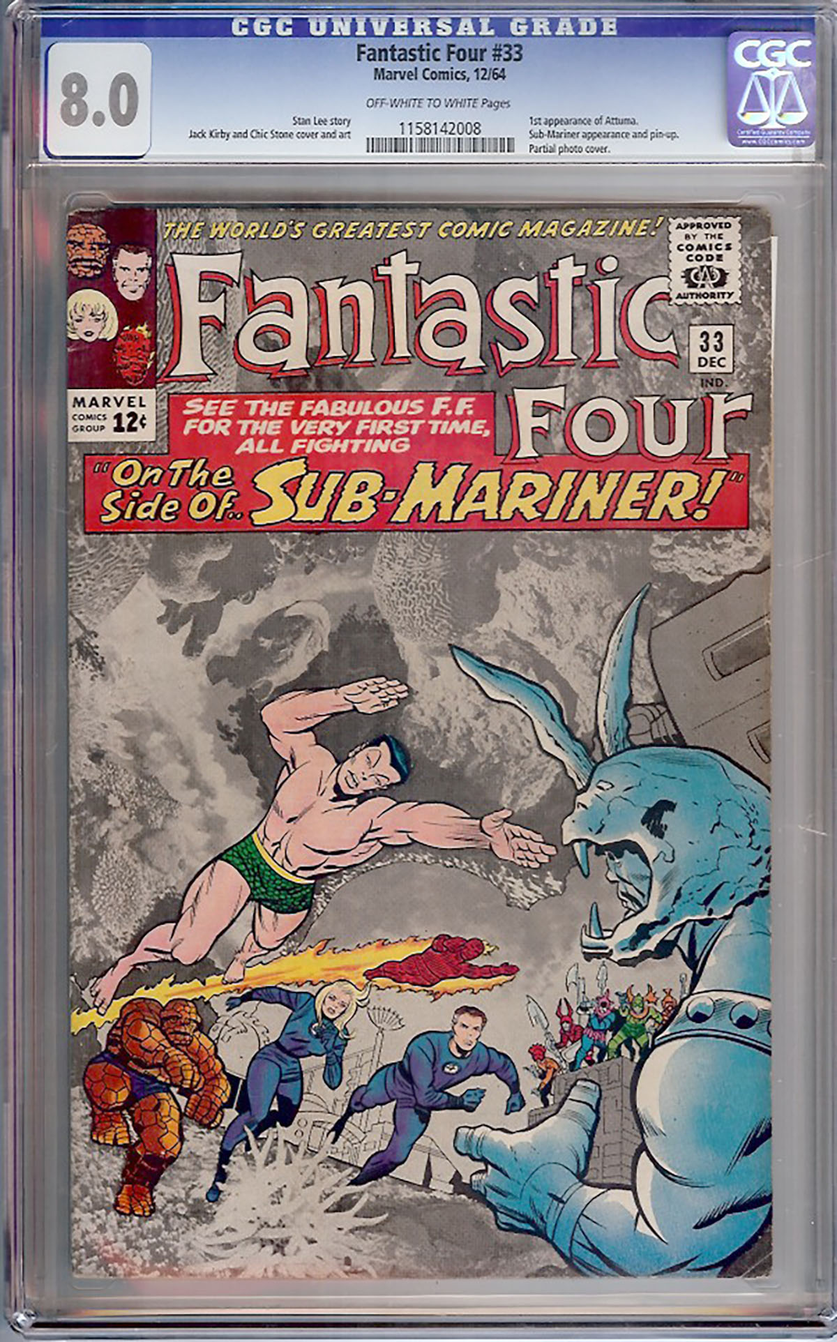 Fantastic Four #33 CGC 8.0 ow/w