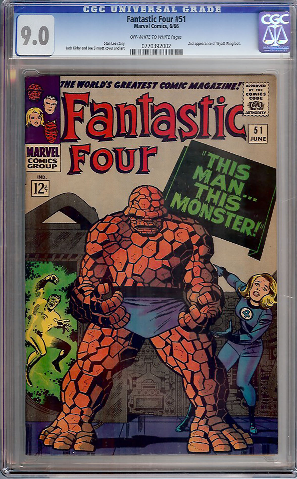 Fantastic Four #51 CGC 9.0 ow/w