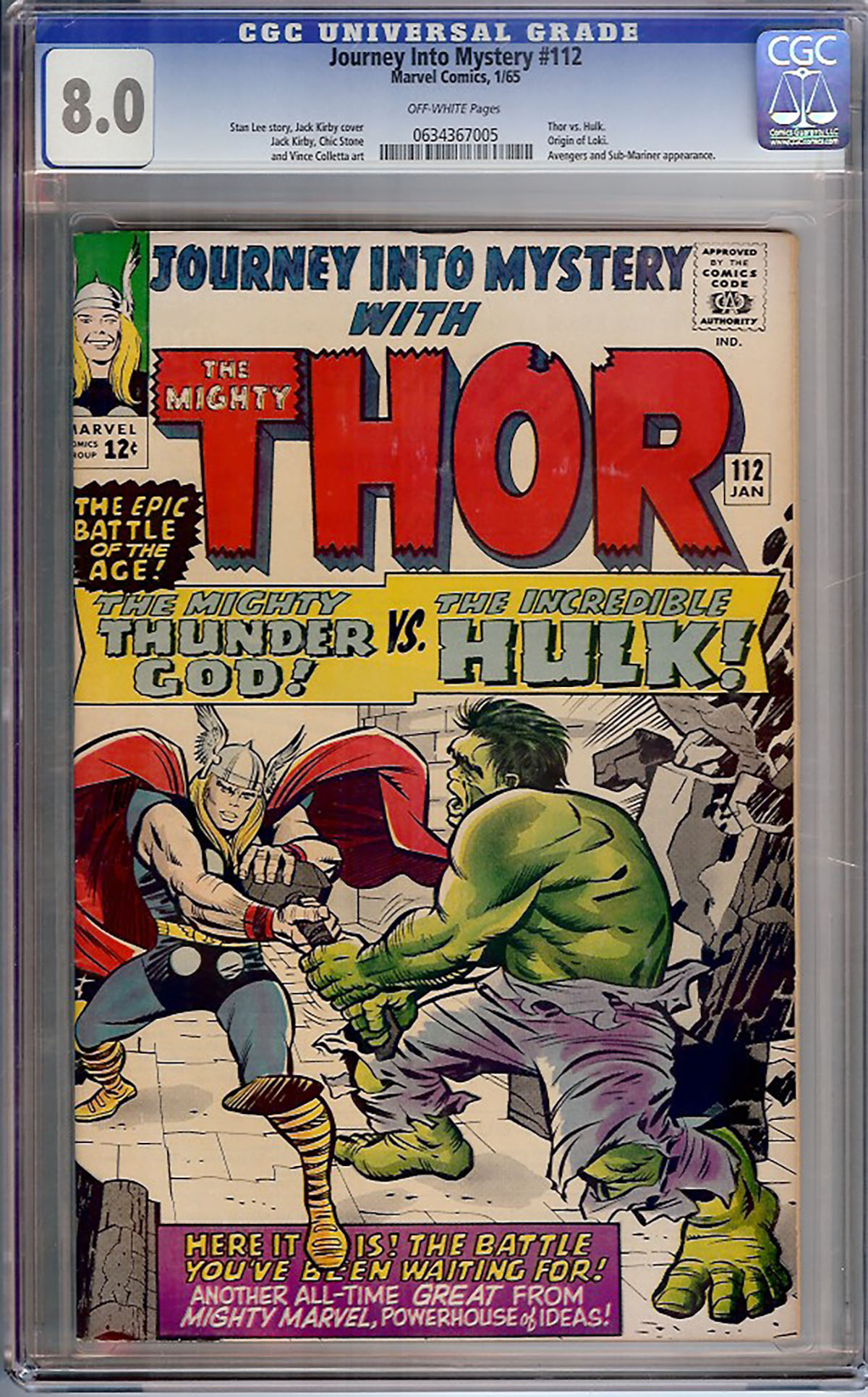 Journey Into Mystery #112 CGC 8.0 ow