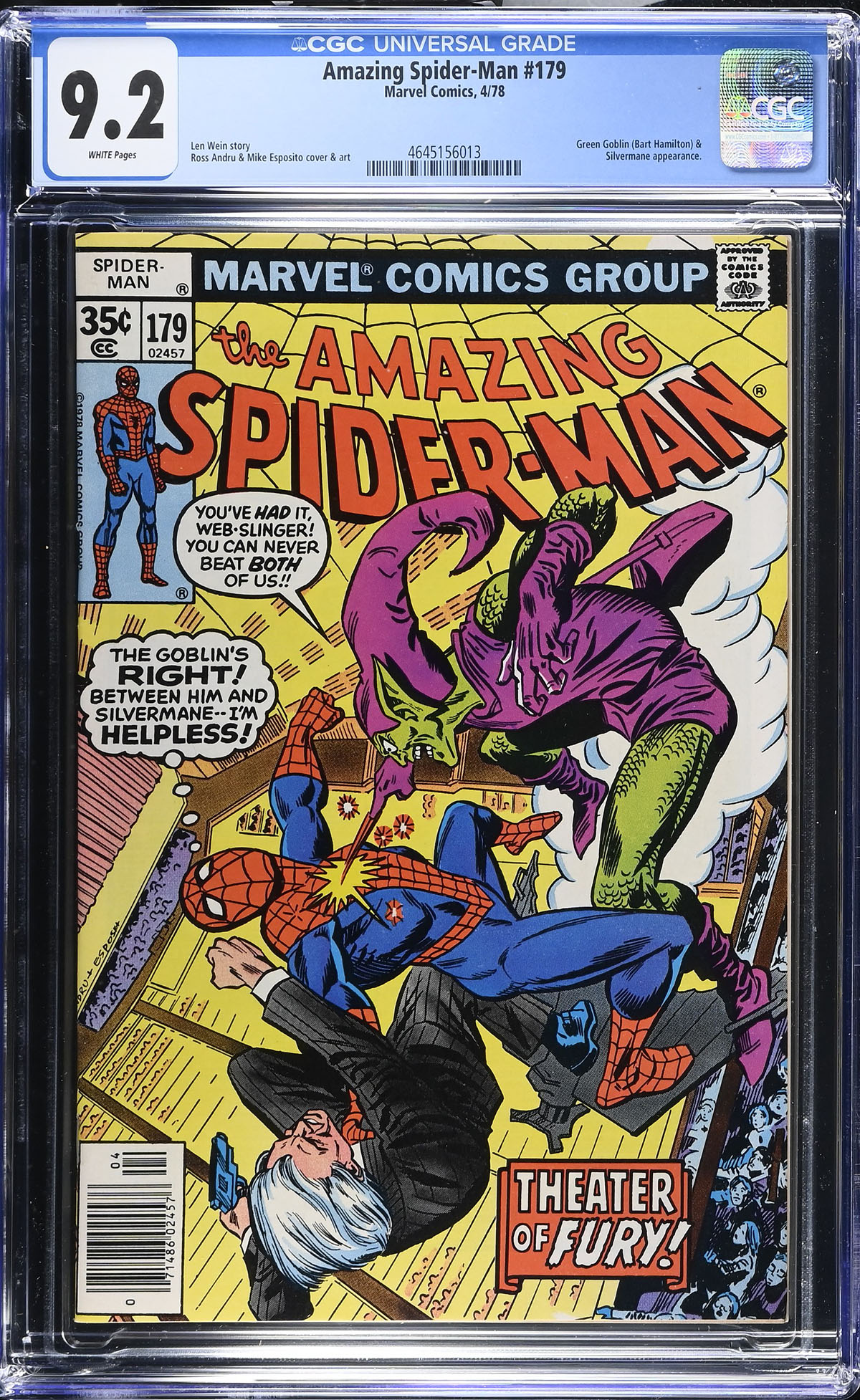 Amazing Spider-Man #179 CGC 9.2 w
