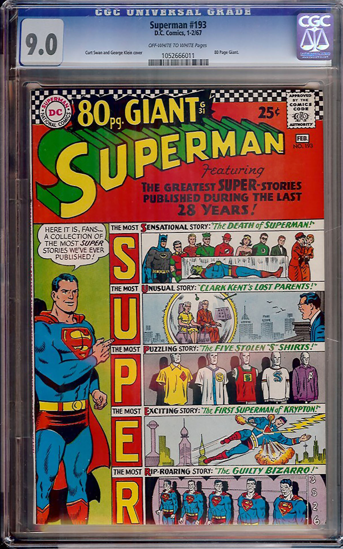 Superman #193 CGC 9.0 ow/w