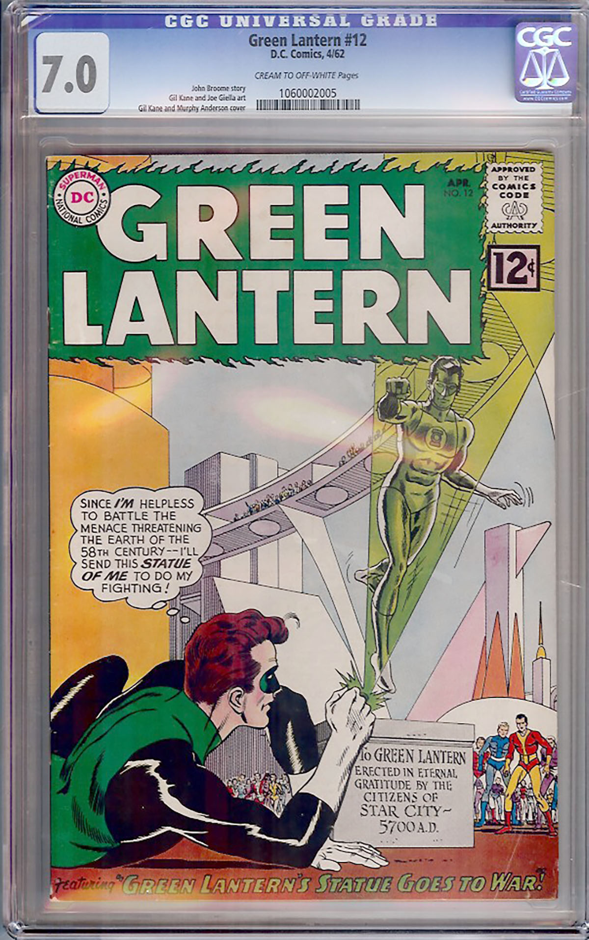 Green Lantern #12 CGC 7.0 cr/ow