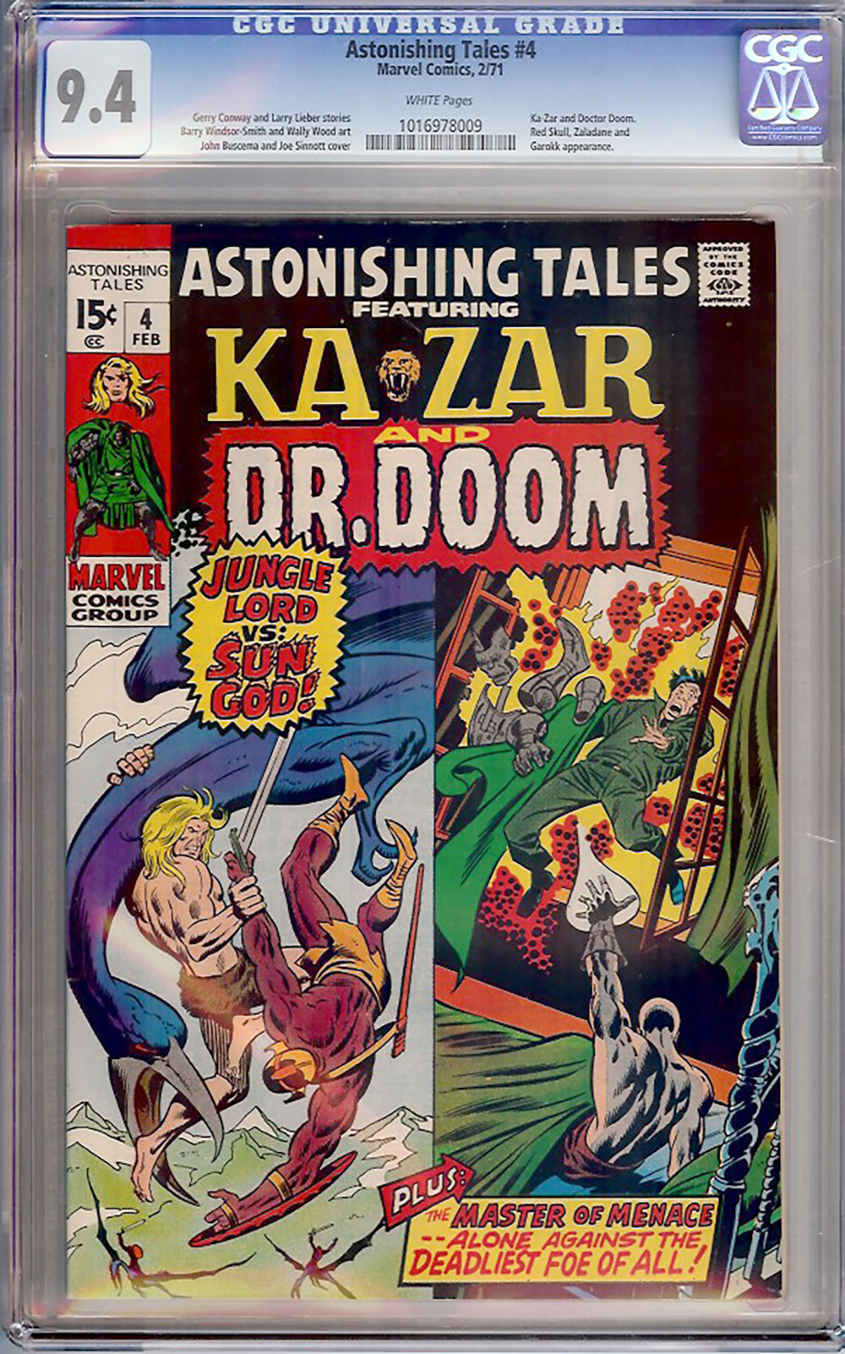 Astonishing Tales #4 CGC 9.4 w