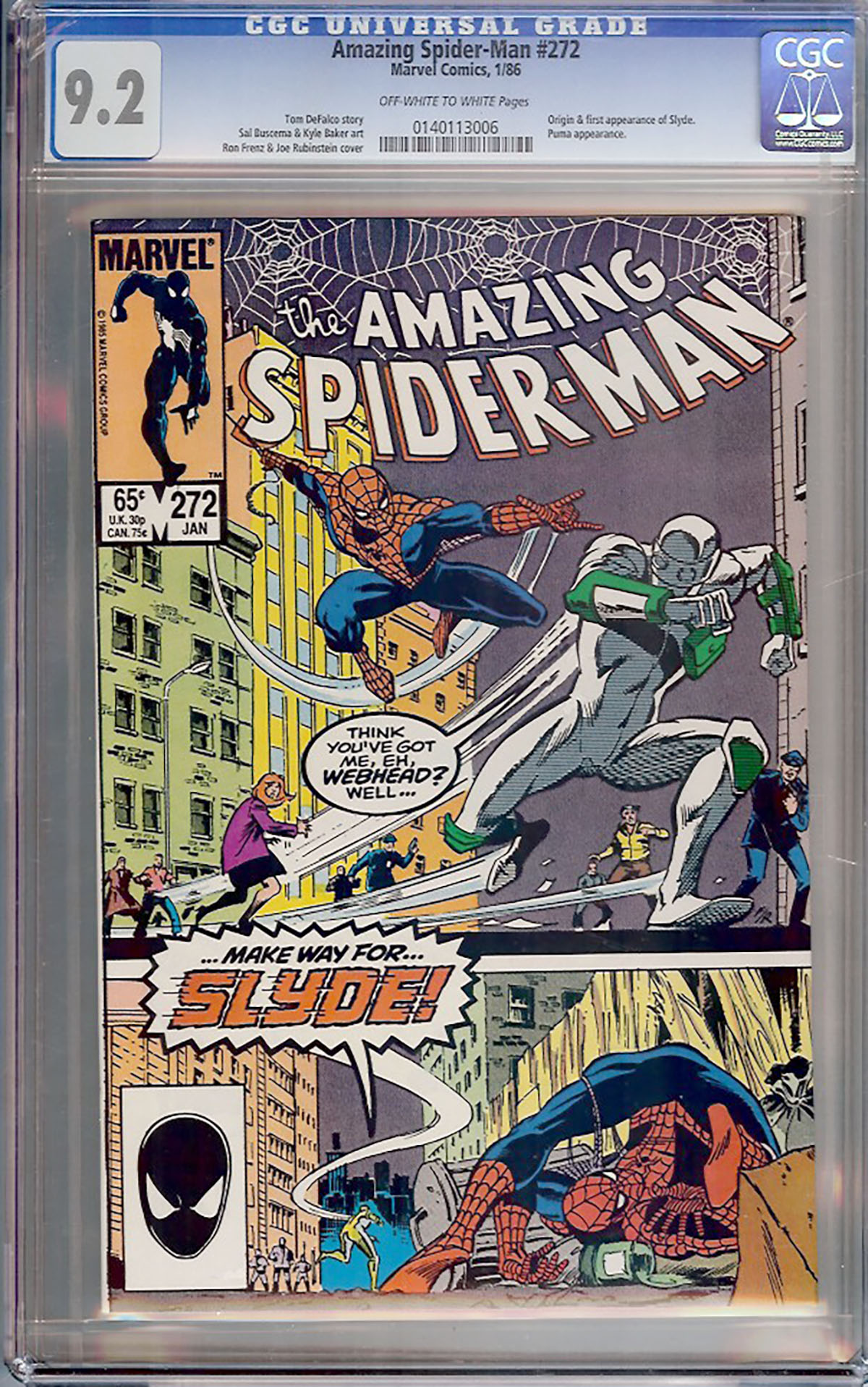Amazing Spider-Man #272 CGC 9.2 ow/w
