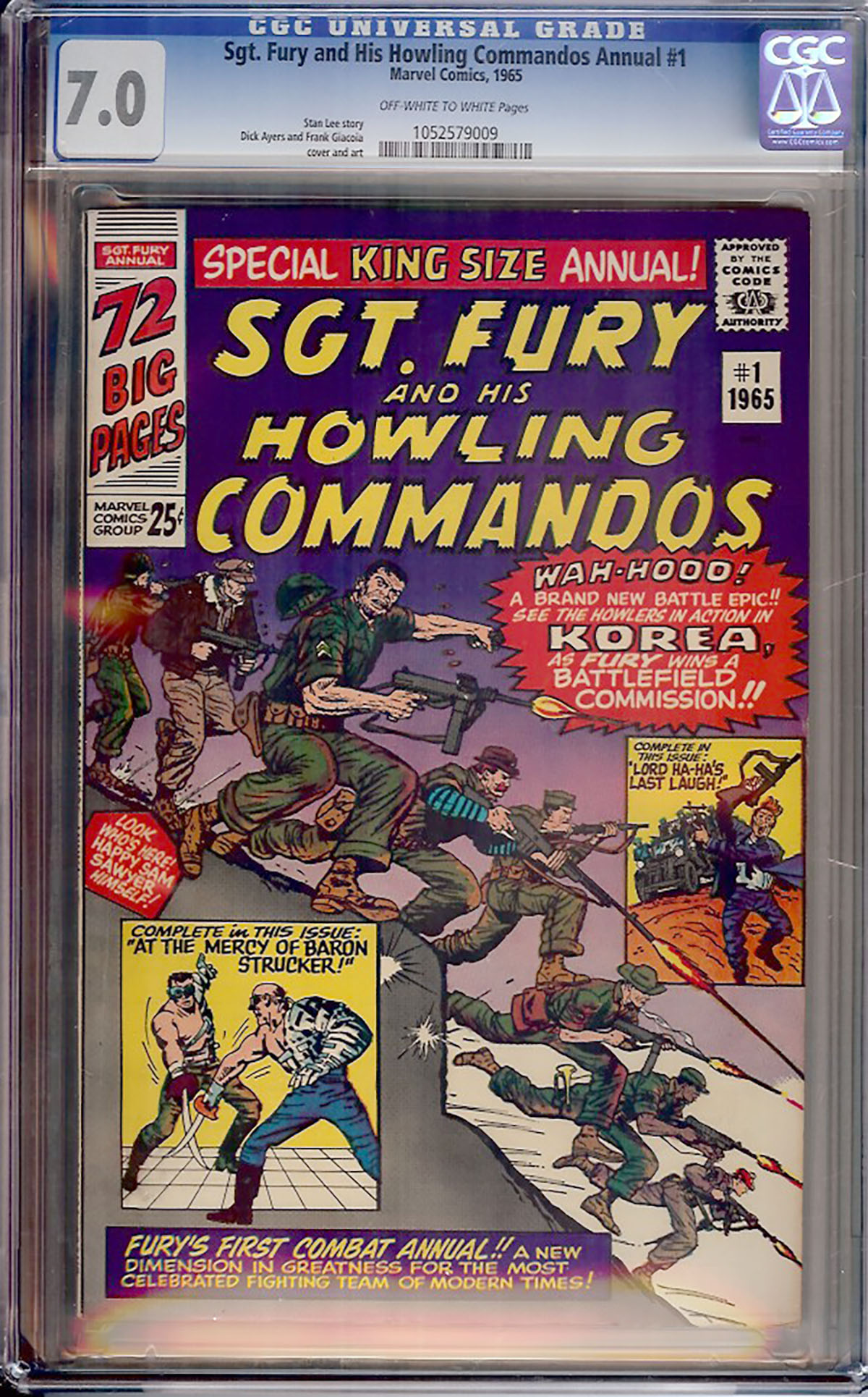 Sgt. Fury and His Howling Commandos Annual #1 CGC 7.0 ow/w