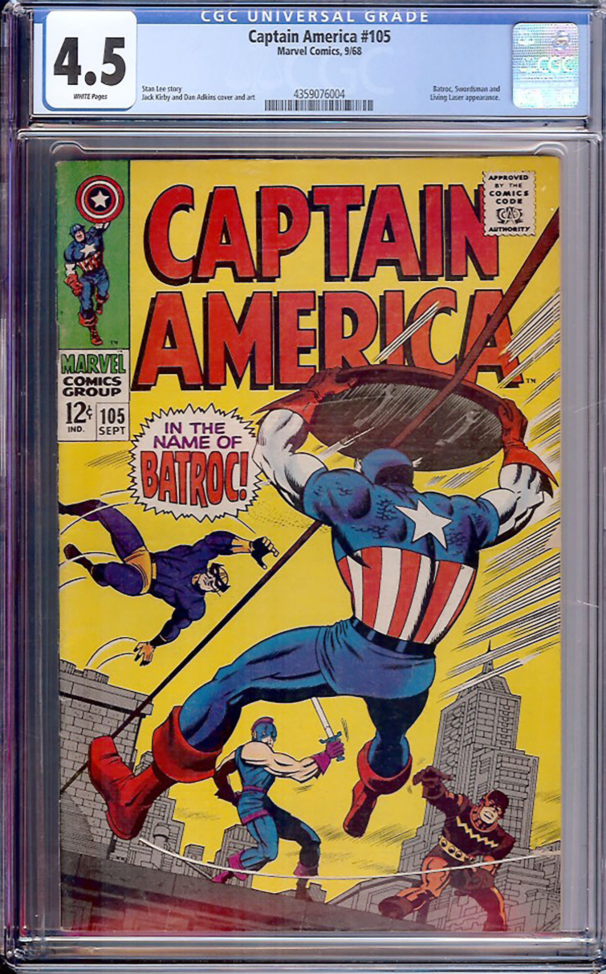 Captain America #105 CGC 4.5 w