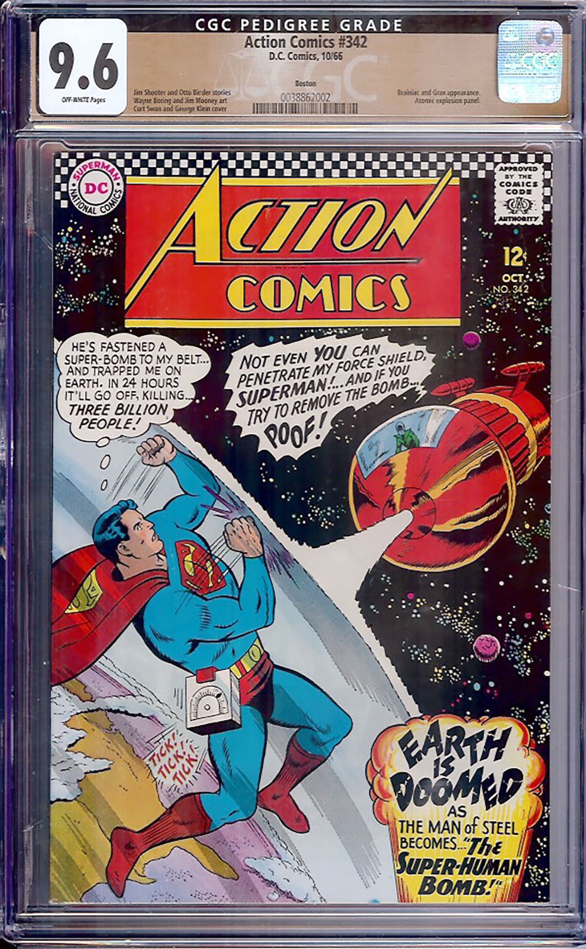 Action Comics #342 CGC 9.6 ow Boston