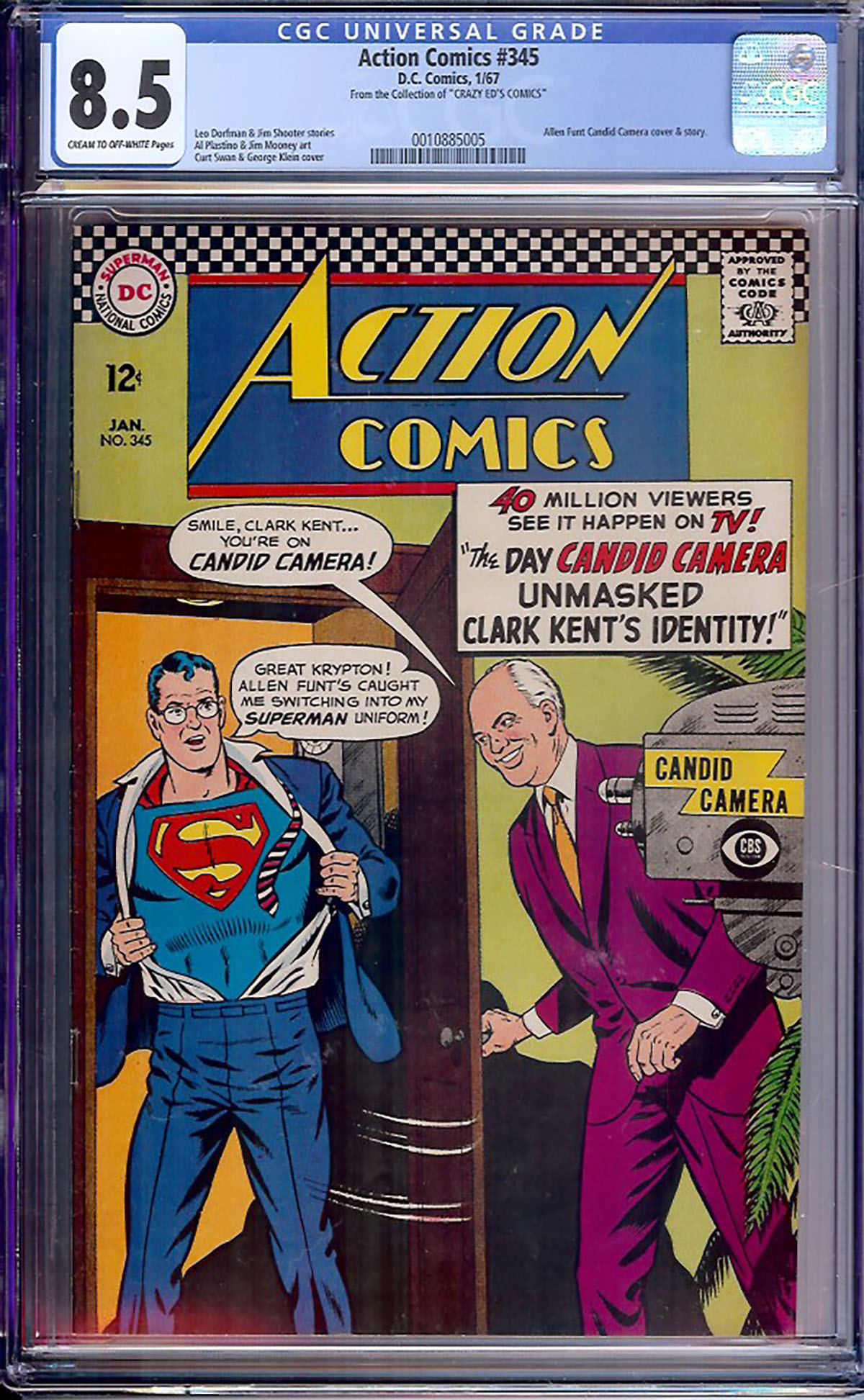 Action Comics #345 CGC 8.5 cr/ow From the Collection of "CRAZY ED'S COMICS"