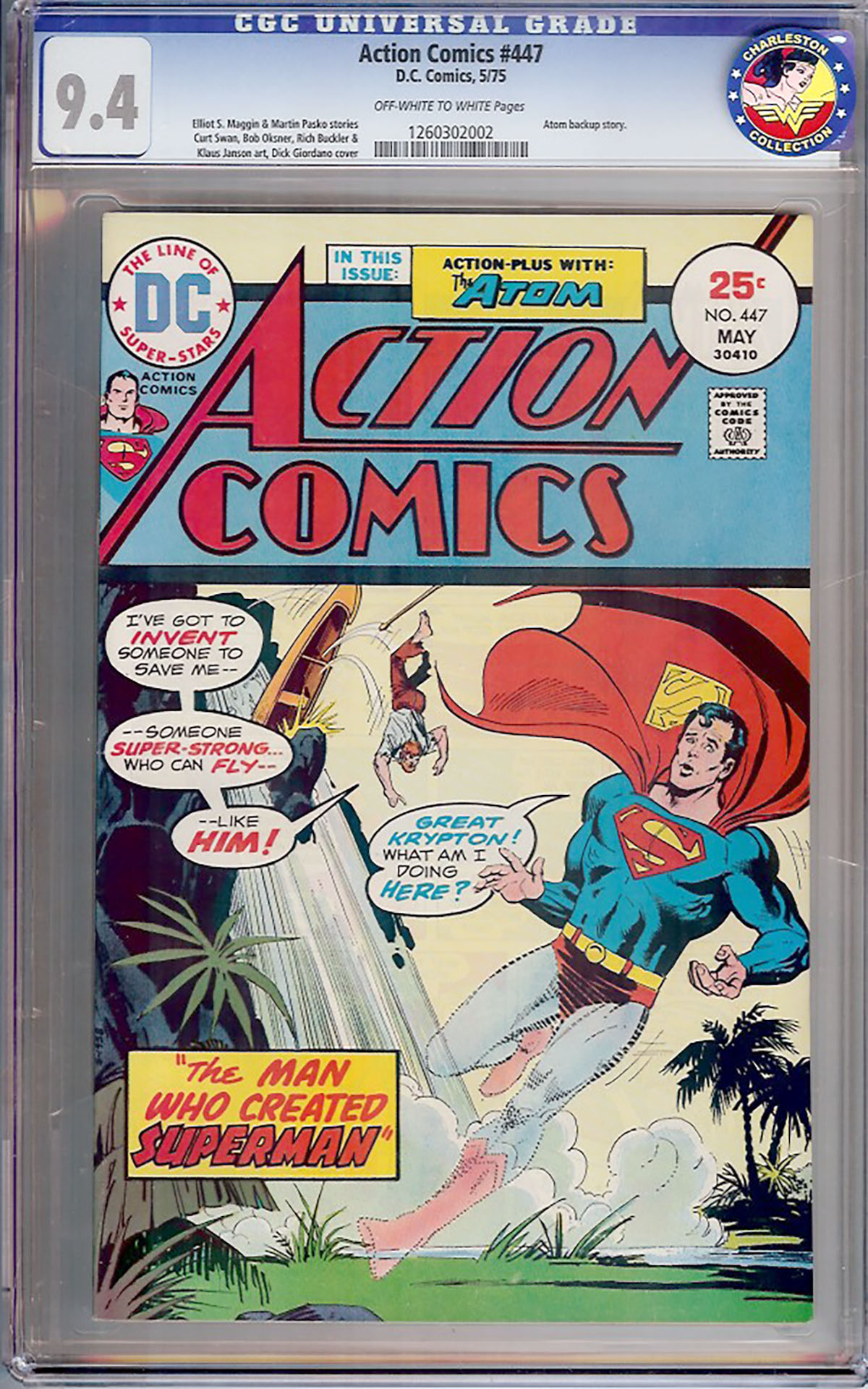 Action Comics #447 CGC 9.4 ow/w Charleston Collection