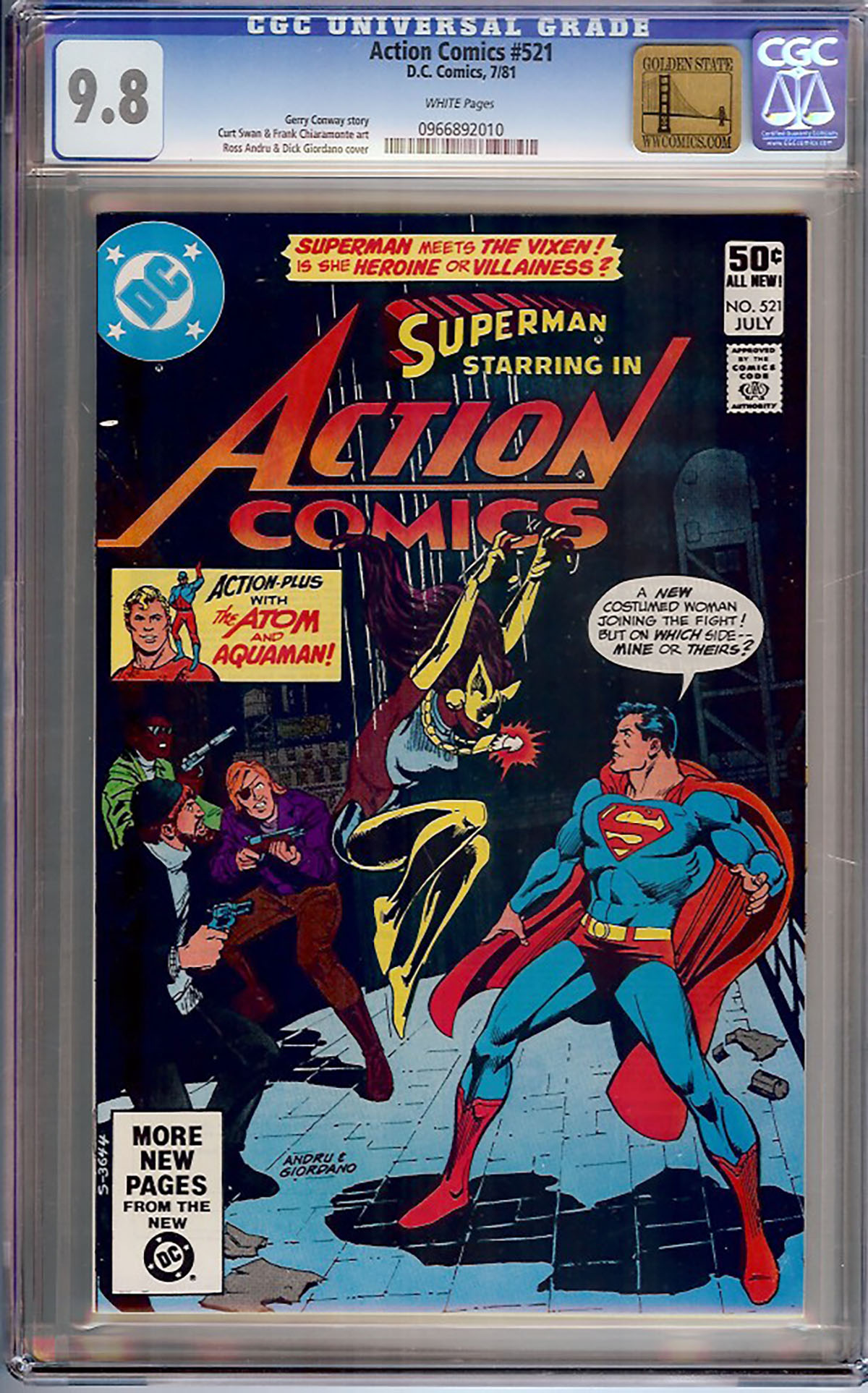 Action Comics #521 CGC 9.8 w Golden State