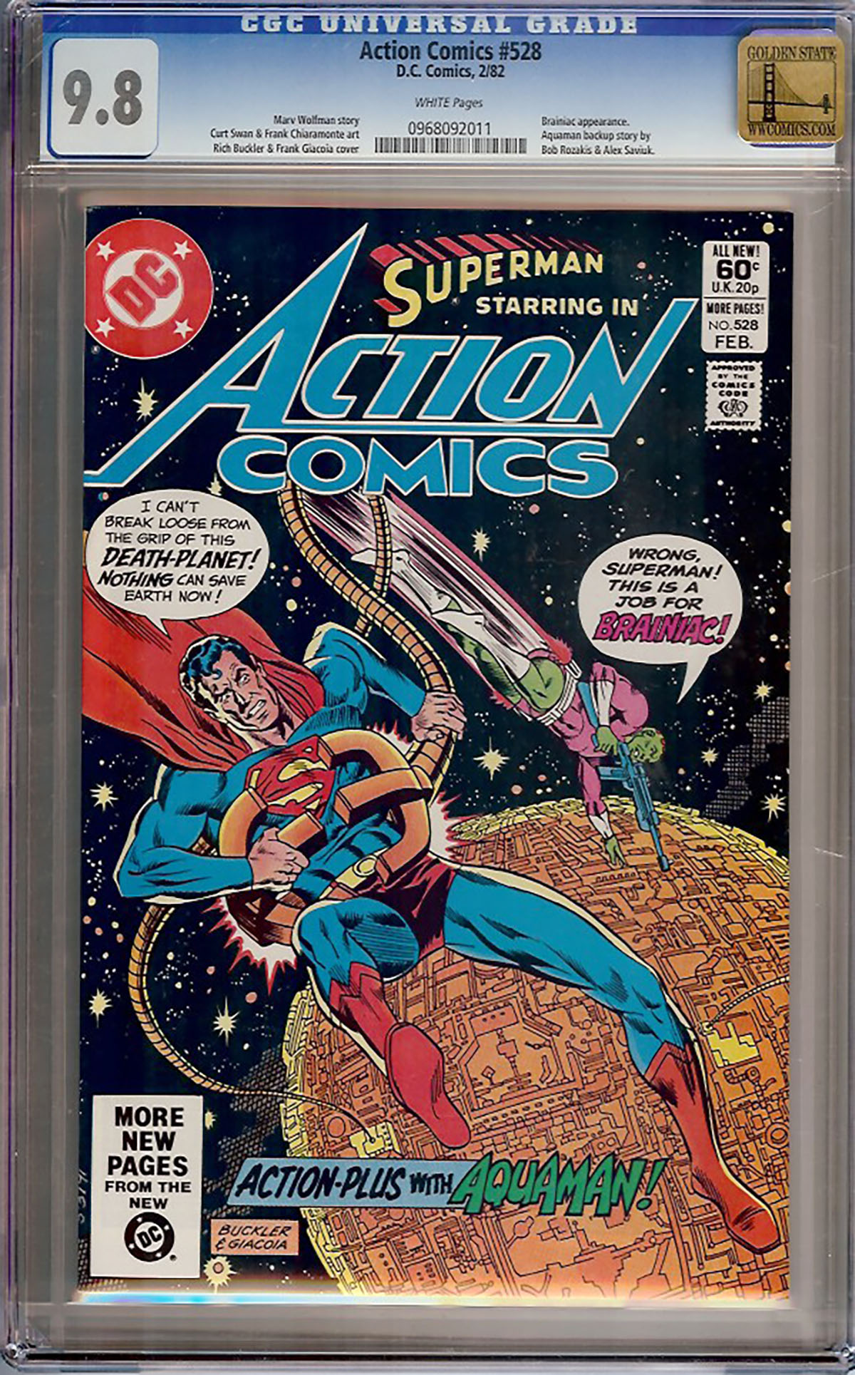 Action Comics #528 CGC 9.8 w Golden State