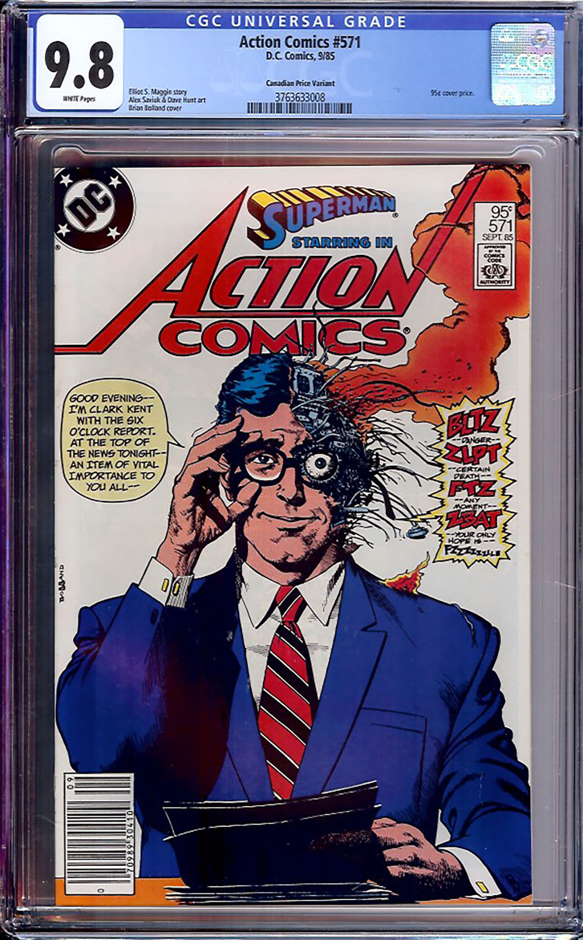 Action Comics #571 CGC 9.8 w Canadian Price Variant