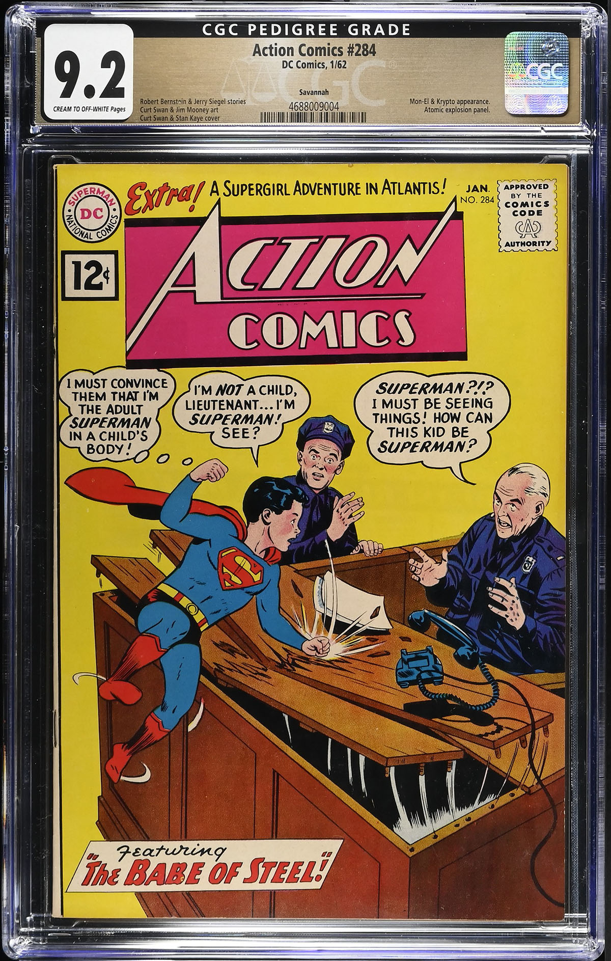 Action Comics #284 CGC 9.2 cr/ow Savannah