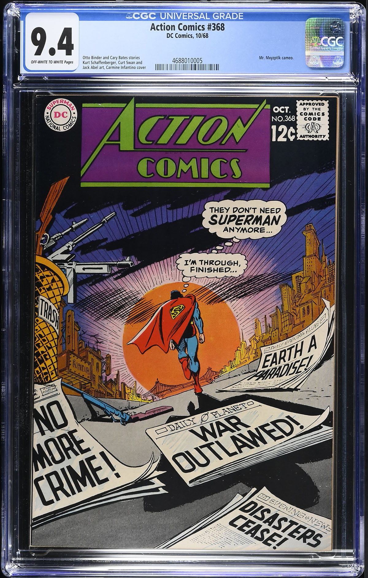 Action Comics #368 CGC 9.4 ow/w