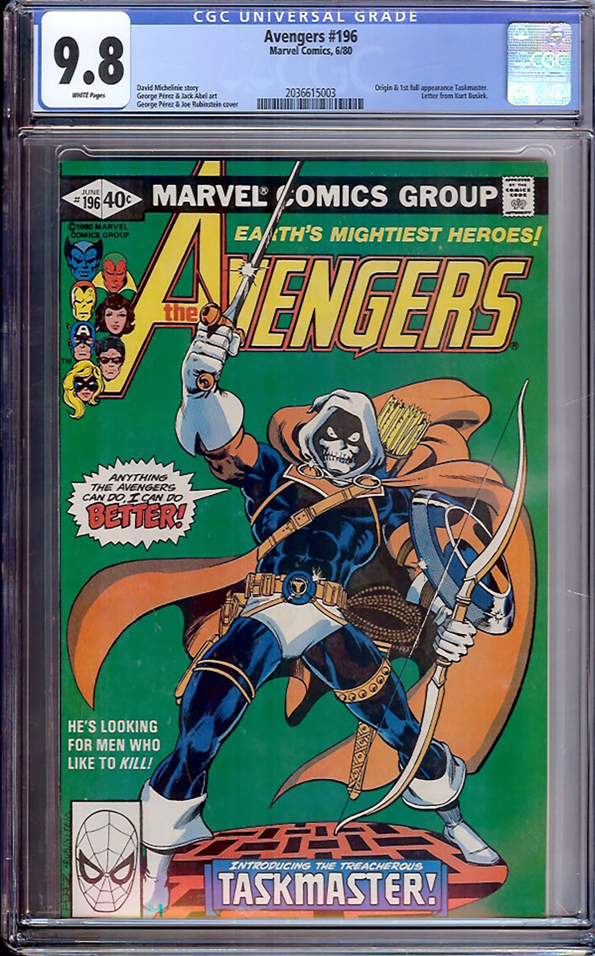 Avengers #196 CGC 9.8 w