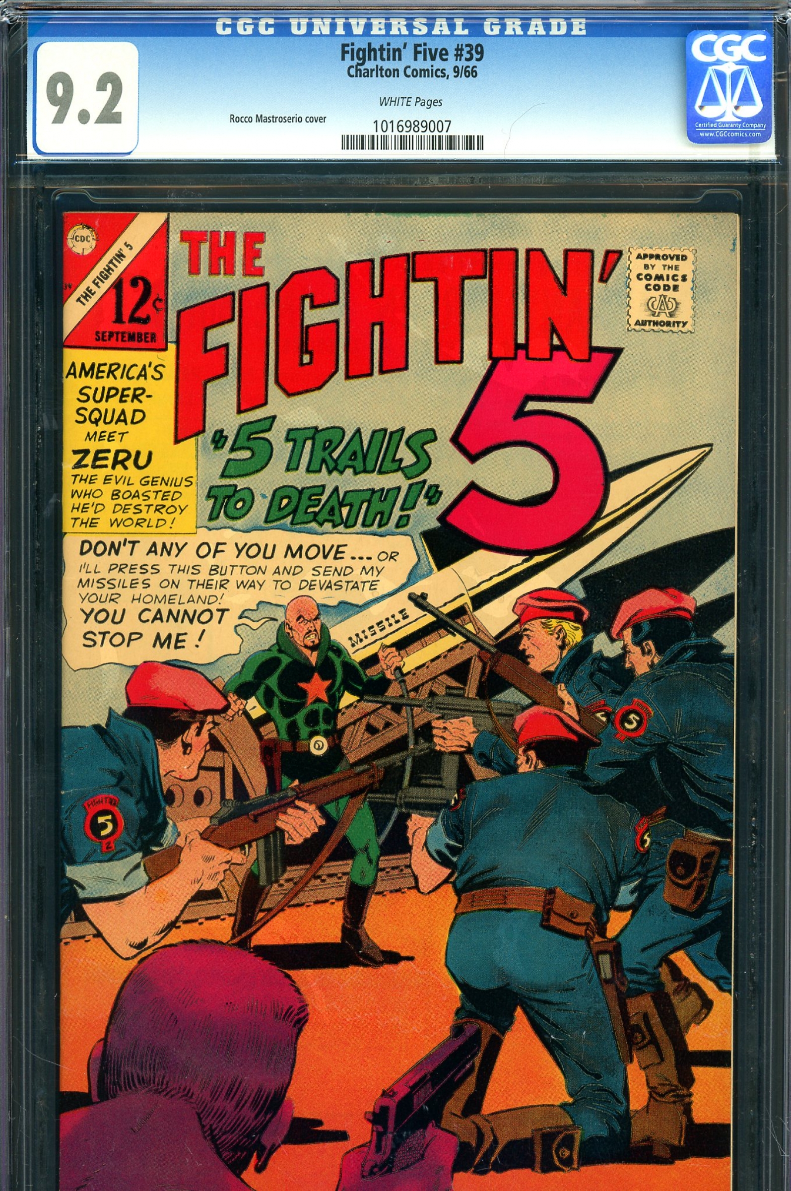 Fightin' Five #39 CGC 9.2 w