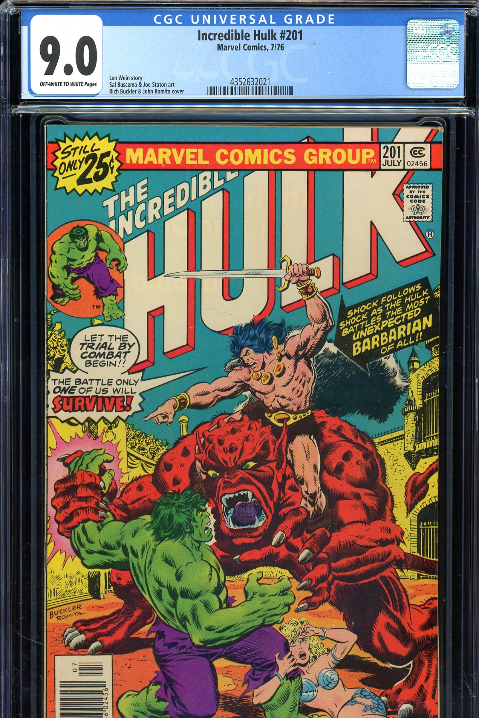 Incredible Hulk #201 CGC 9.0 ow/w